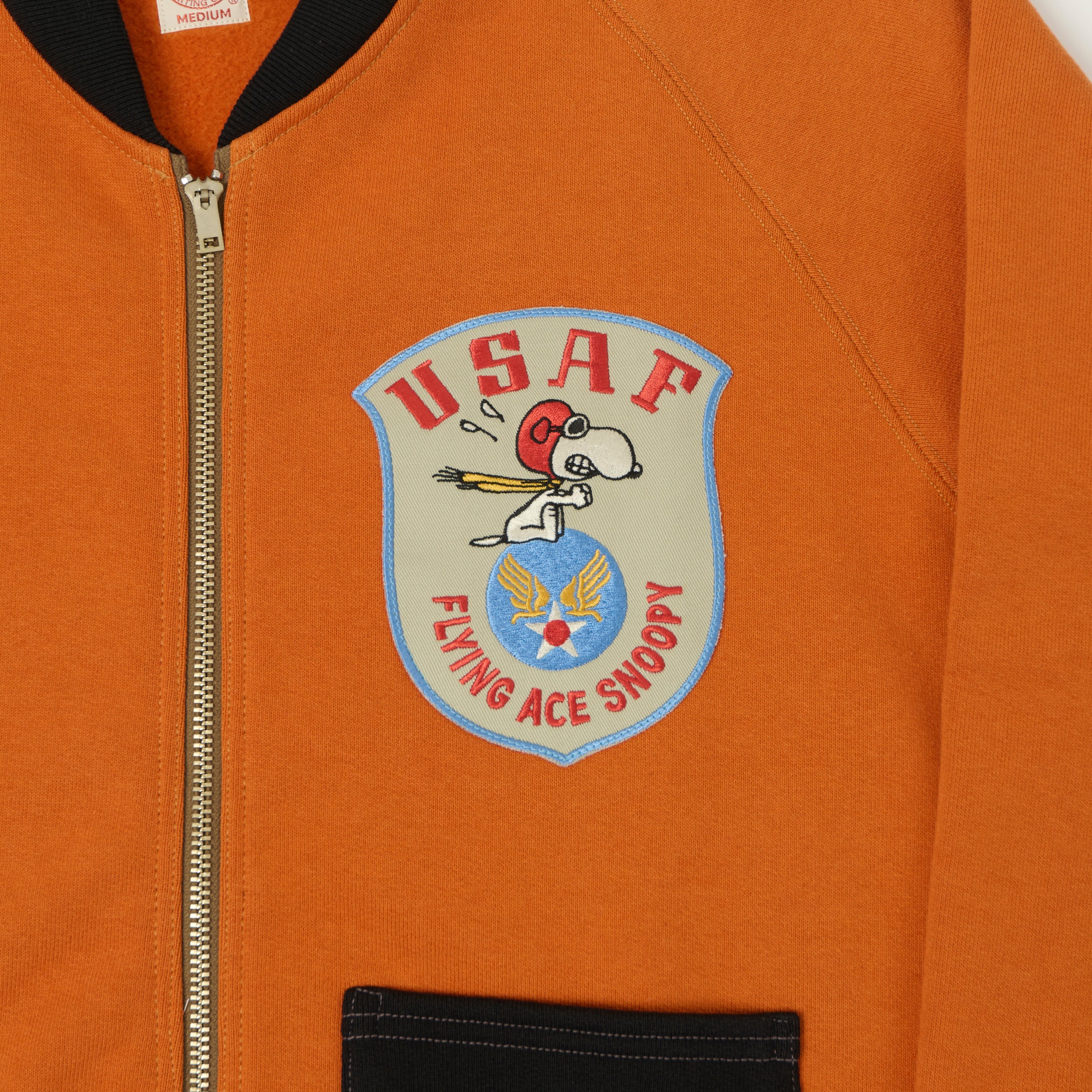 TOYS McCOY 'Snoopy Flying Ace' C-2 Zip Through Sweat - Orange/Black