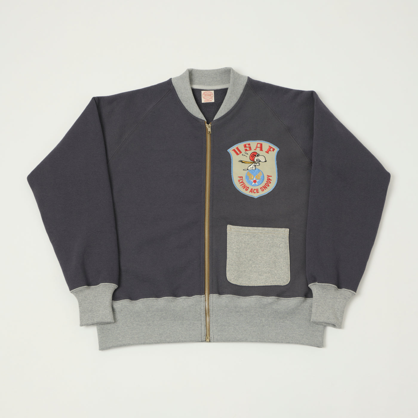 TOYS McCOY 'Snoopy Flying Ace' C-2 Zip Through Sweat - Navy/Grey
