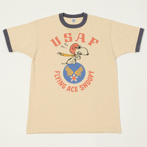 TOYS McCOY 'Snoopy USAF Flying Ace' Ringer T-Shirt - Beige