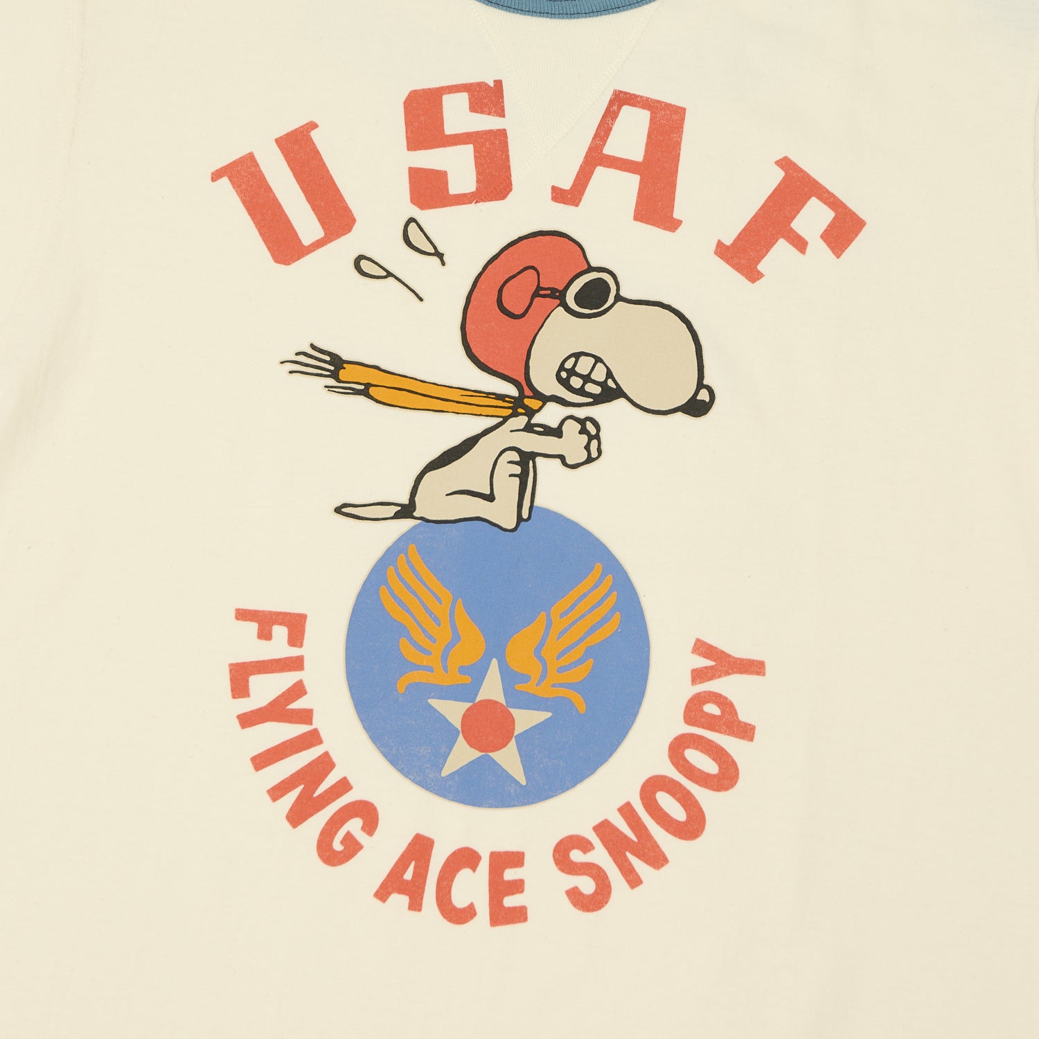 TOYS McCOY 'Snoopy USAF Flying Ace' Ringer T-Shirt - Off White