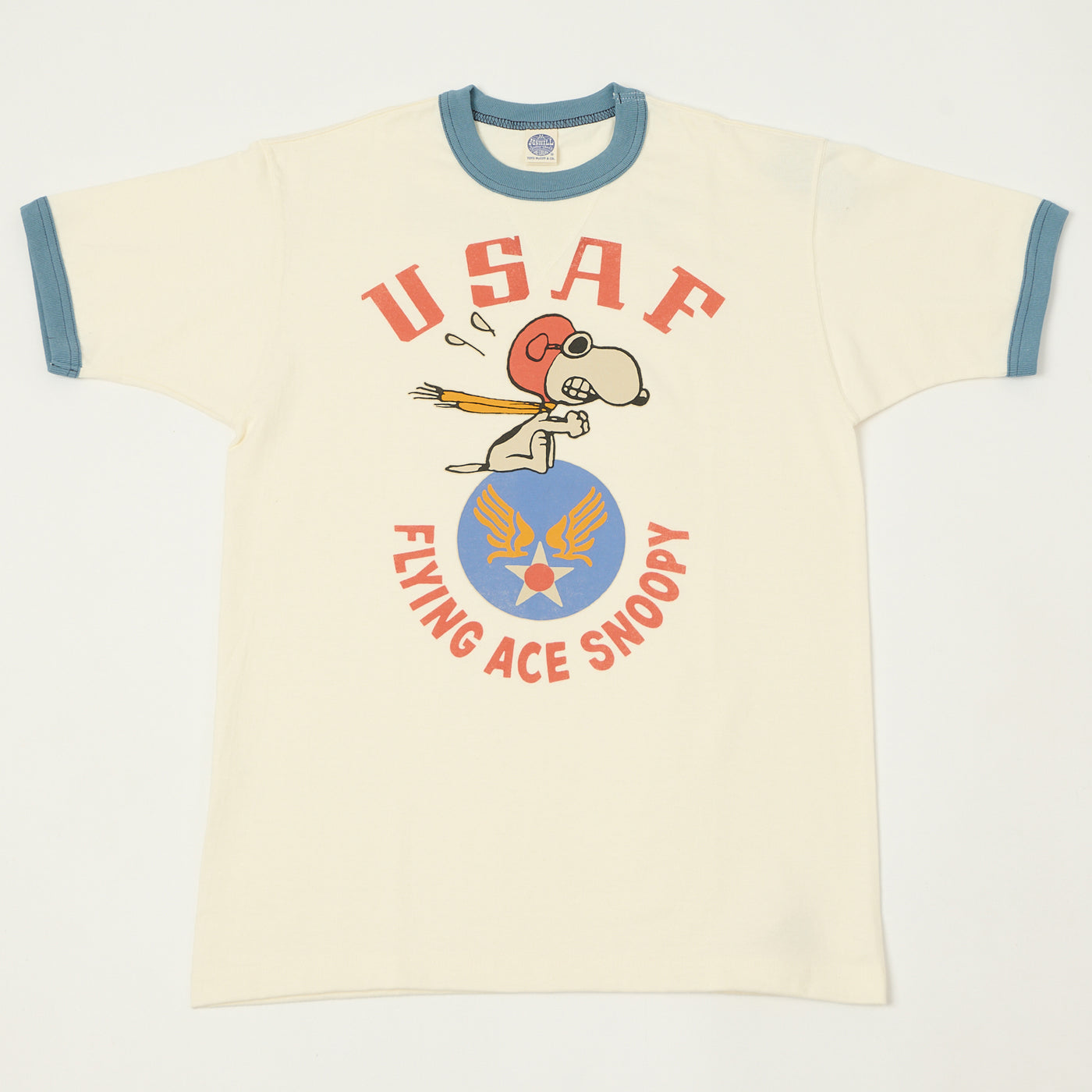 TOYS McCOY 'Snoopy USAF Flying Ace' Ringer T-Shirt - Off White