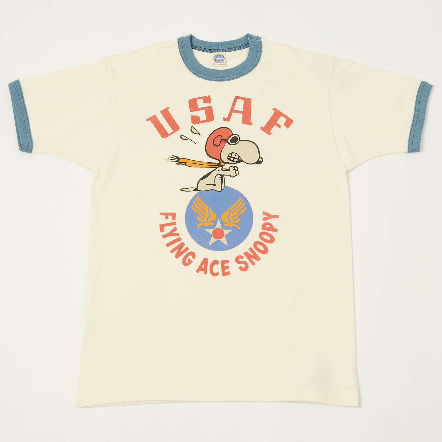 TOYS McCOY 'Snoopy USAF Flying Ace' Ringer T-Shirt - Off White