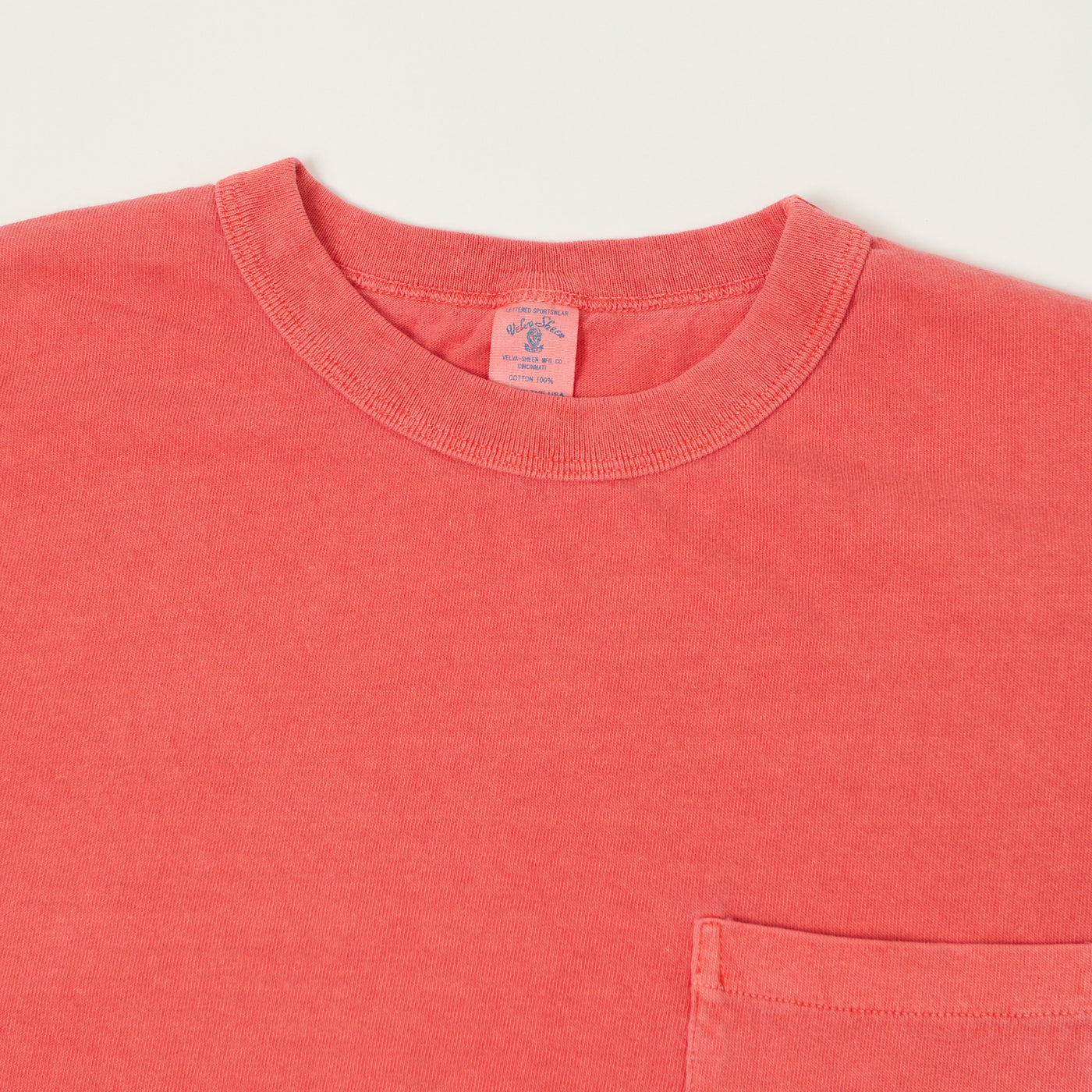 Velva Sheen Pigment Dyed Pocket T-Shirt - Coral
