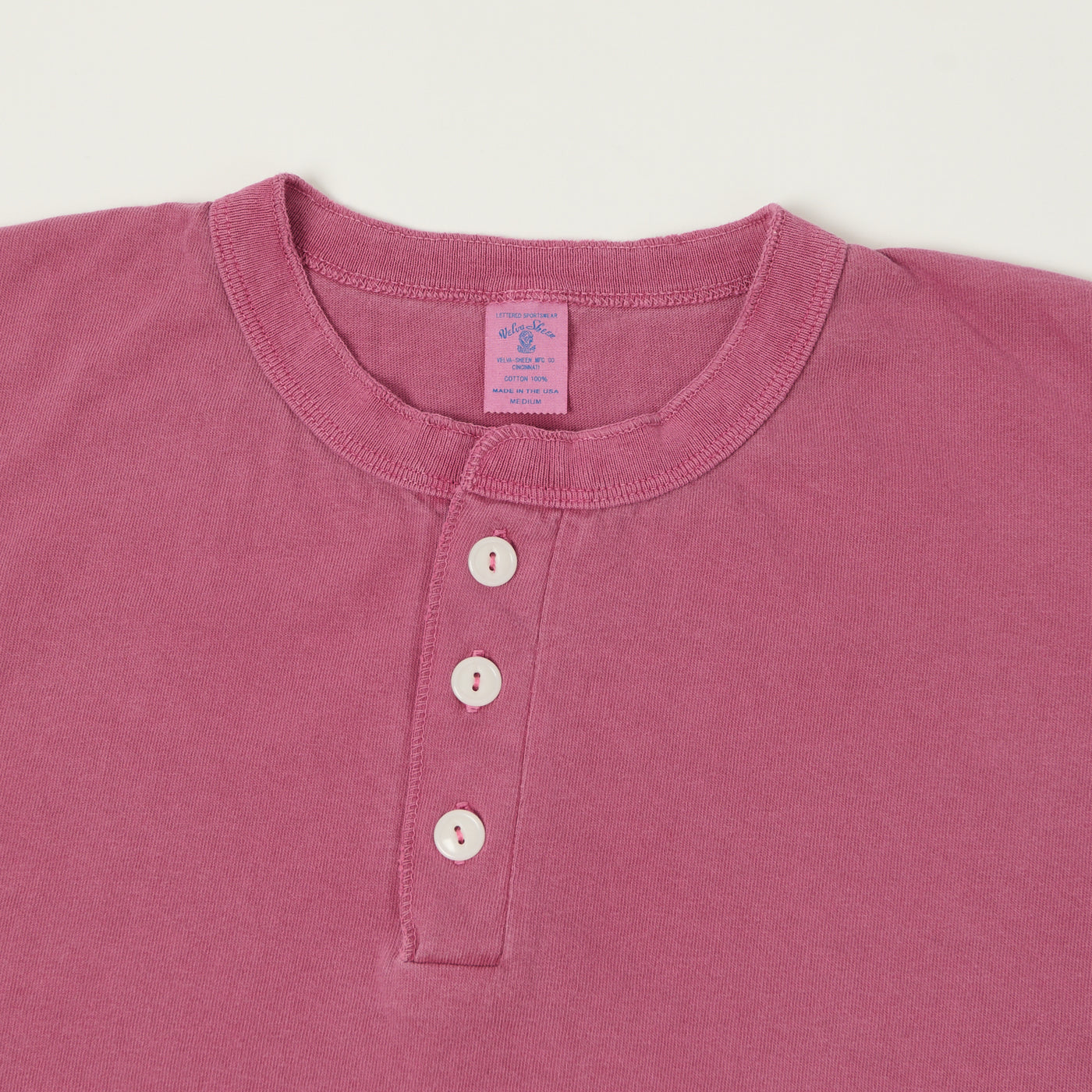 Velva Sheen Pigment Dyed Henley - Fuschia