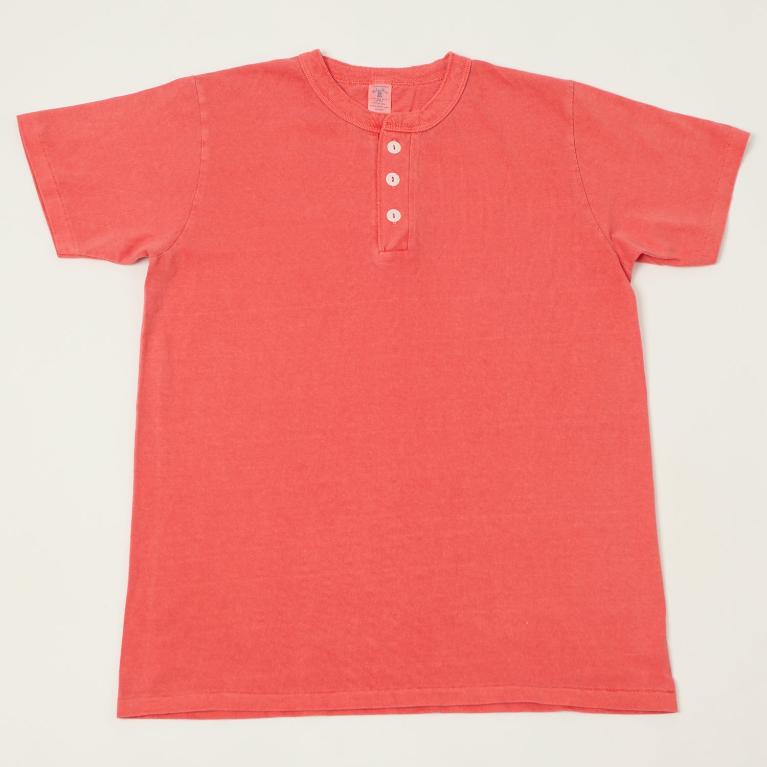 Velva Sheen Pigment Dyed Henley - Coral