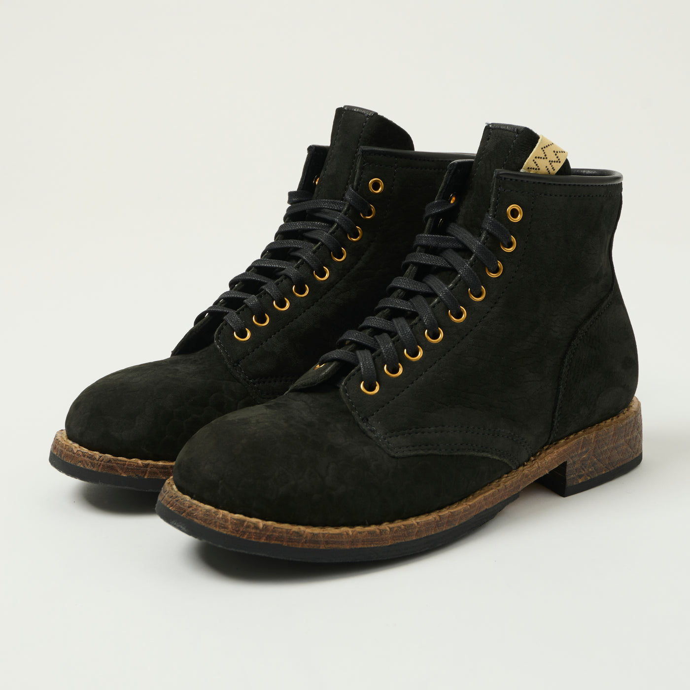 visvim 'Brigadier Mid Folk' Lambskin Roughout Boot - Black