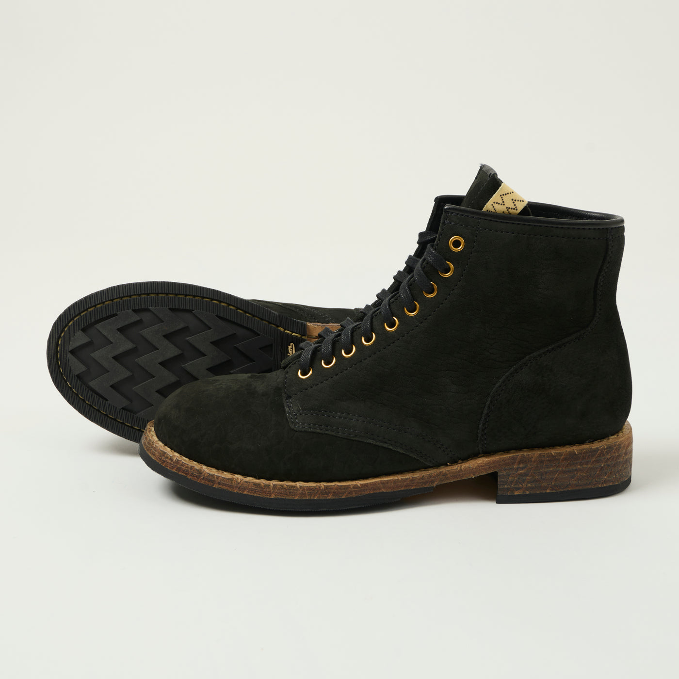 visvim 'Brigadier Mid Folk' Lambskin Roughout Boot - Black