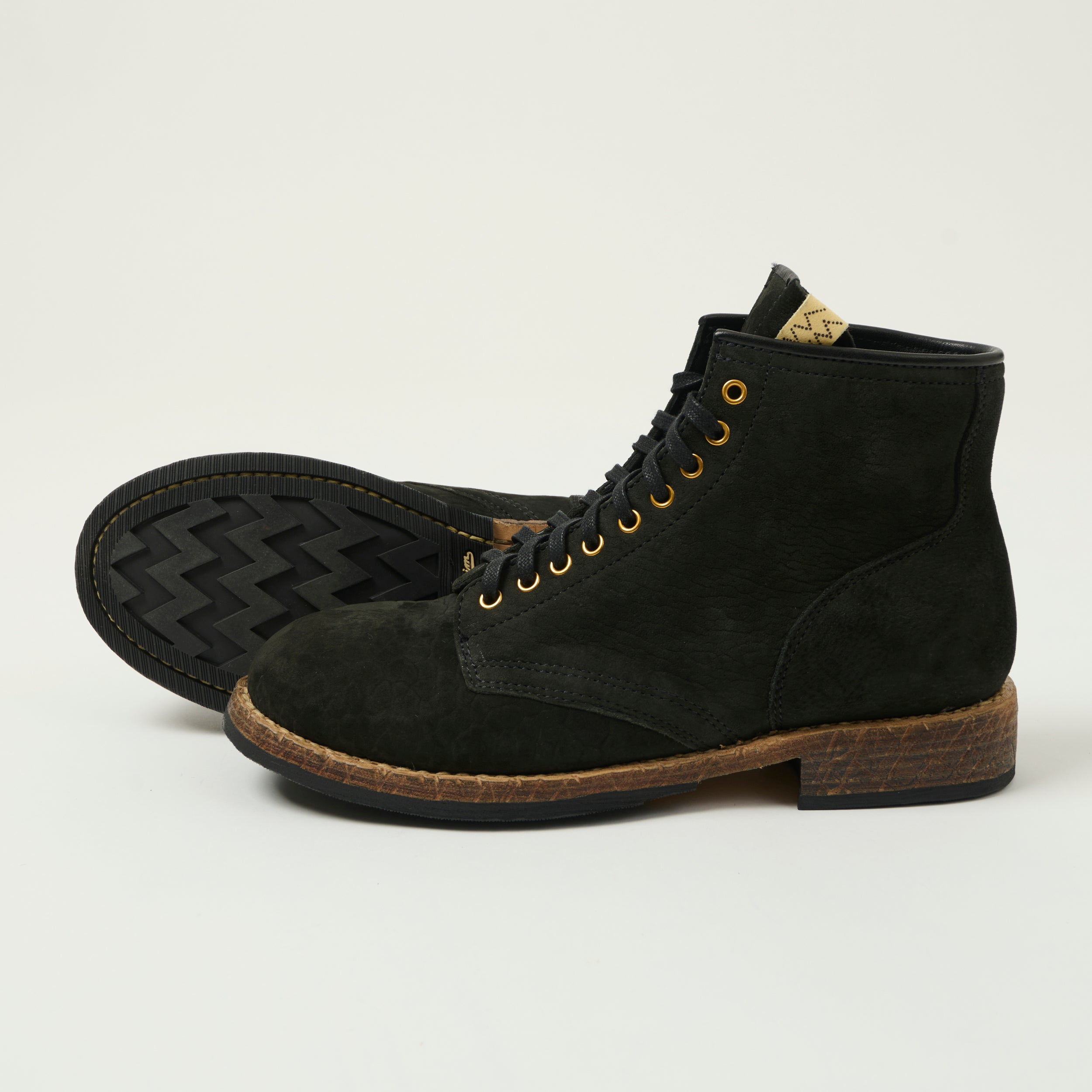 visvim 'Brigadier Mid Folk' Lambskin Roughout Boot - Black