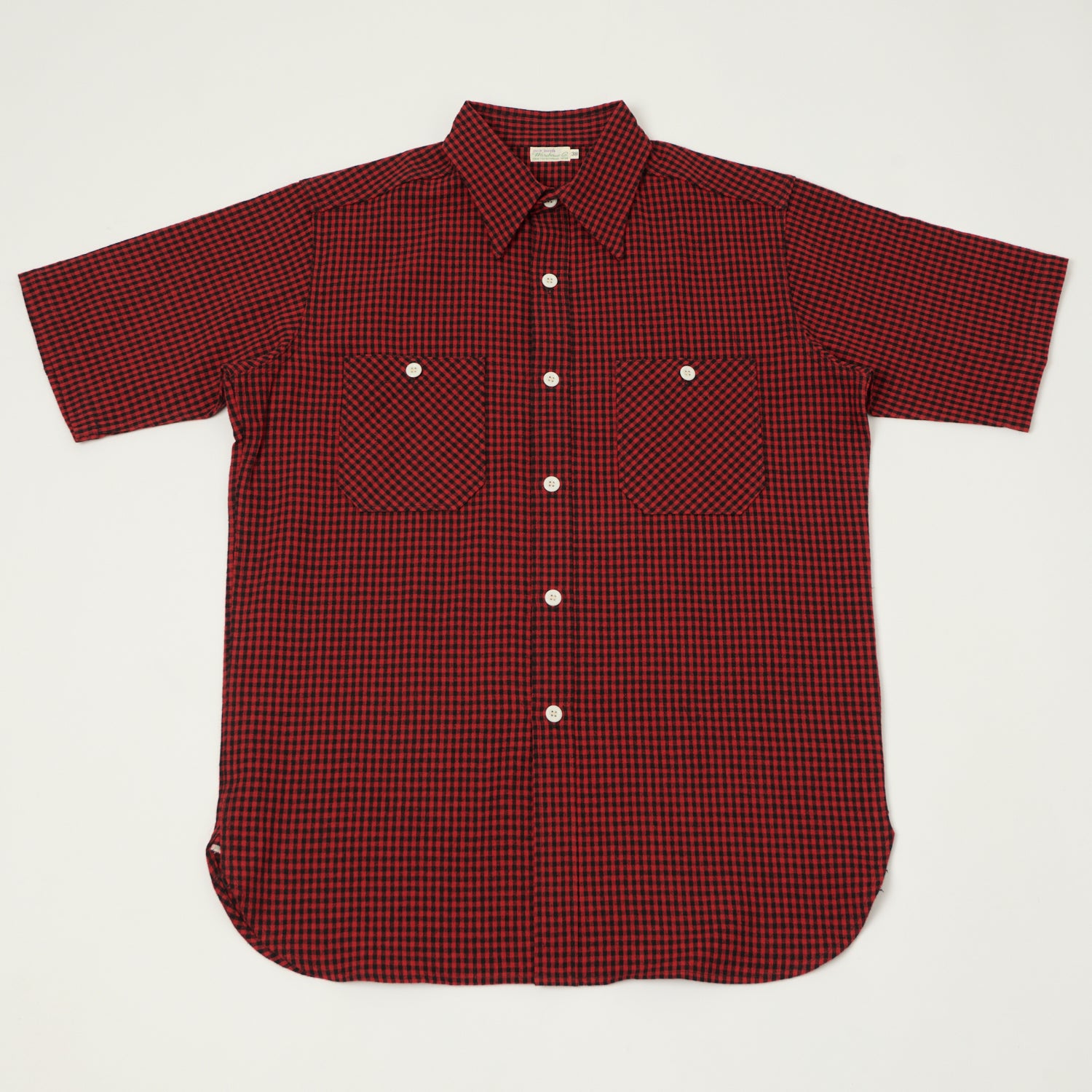 Warehouse & Co 3056 Duck Digger Short Sleeve Gingham Shirt - Red