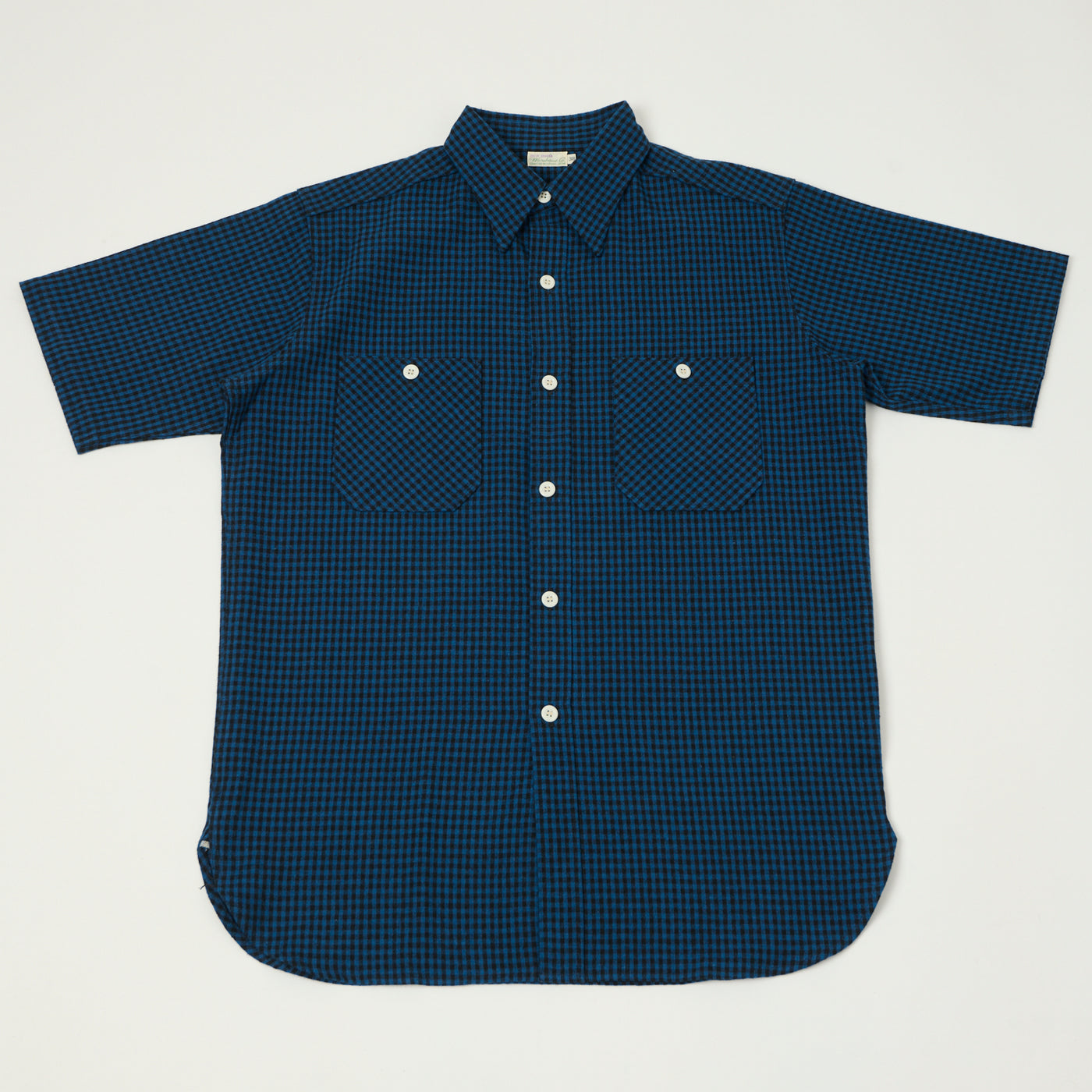 Warehouse & Co 3056 Duck Digger Short Sleeve Gingham Shirt - Blue