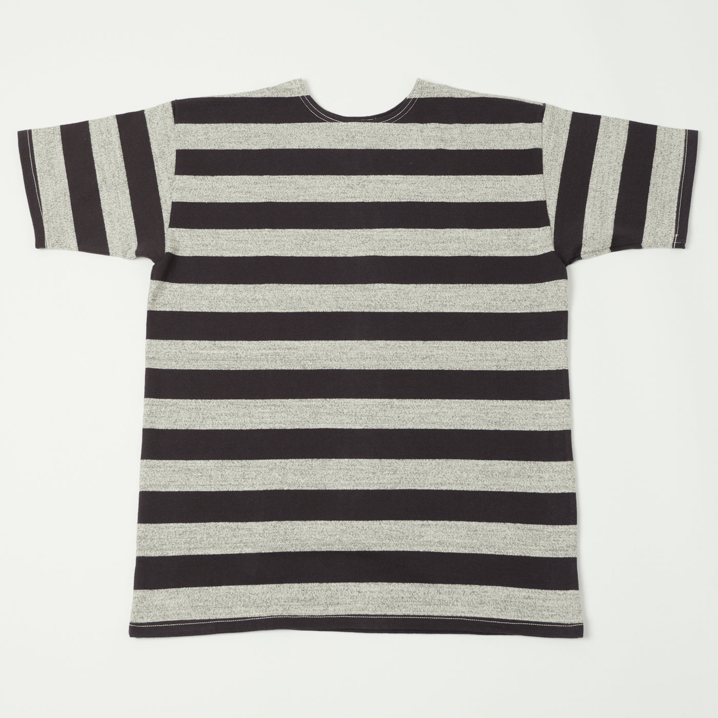 Warehouse & Co 4050 Duck Digger Border Stripe T-Shirt - Black /Heather Grey