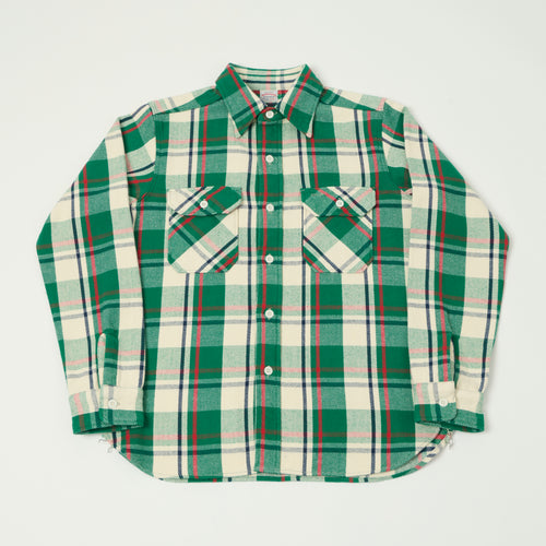 Warehouse & Co 3104 Plaid Flannel Shirt - Green/Brown/Ivory