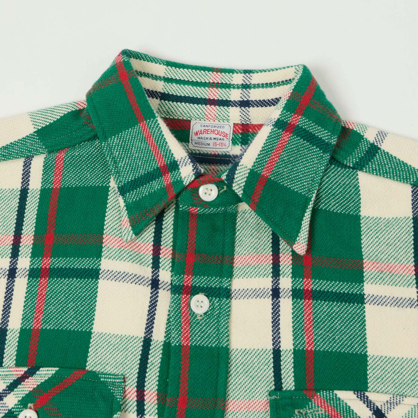 Warehouse & Co 3104 Plaid Flannel Shirt - Green/Brown/Ivory