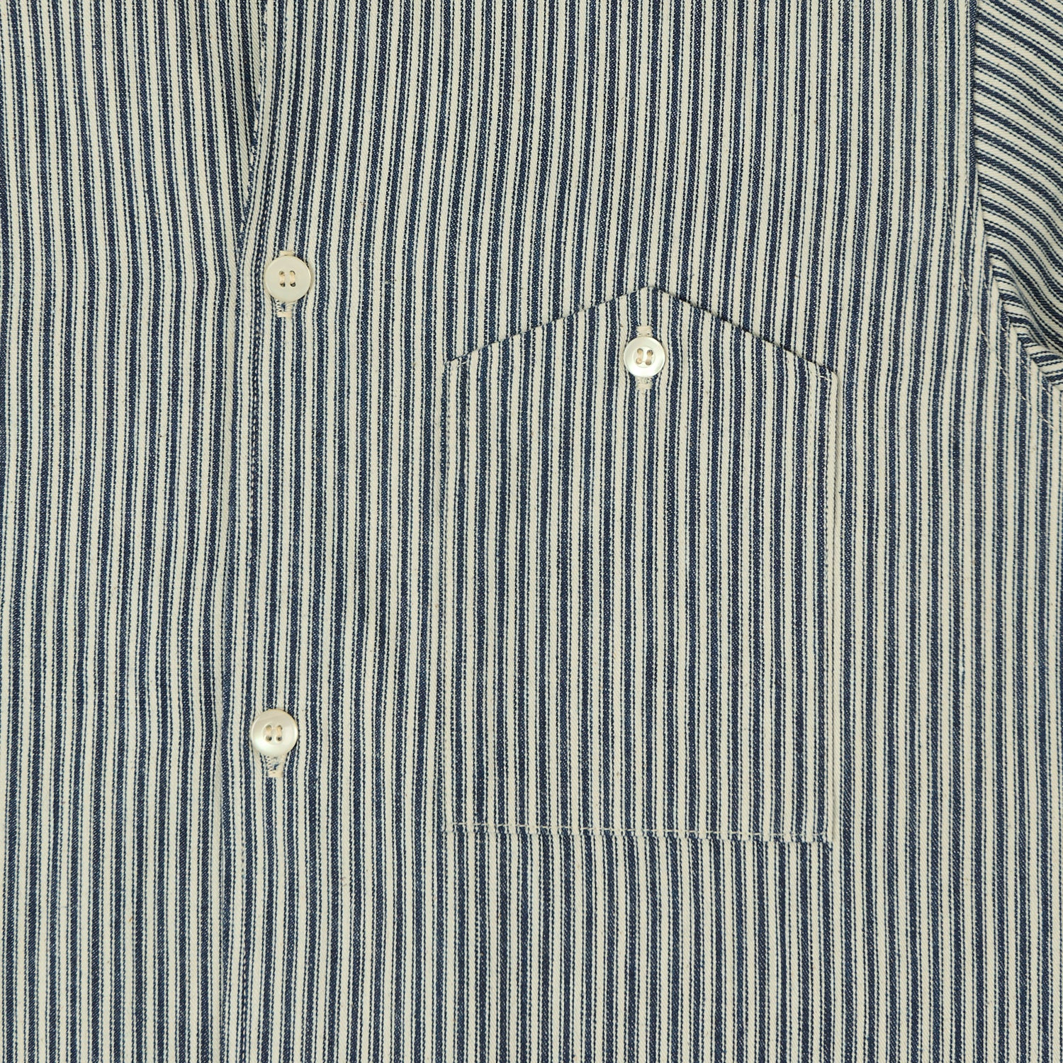 Warehouse & Co 3091 Duck Digger Open Collar Stripe Shirt - White/Navy