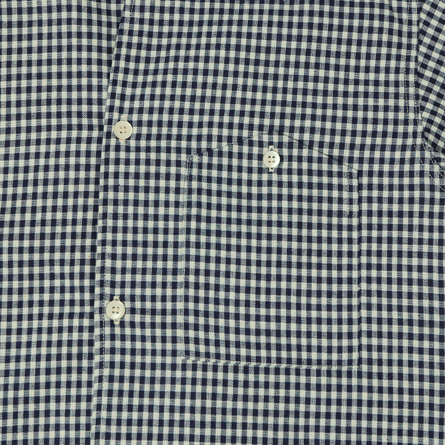 Warehouse & Co 3091 Duck Digger Open Collar Small Gingham Shirt - White/Navy
