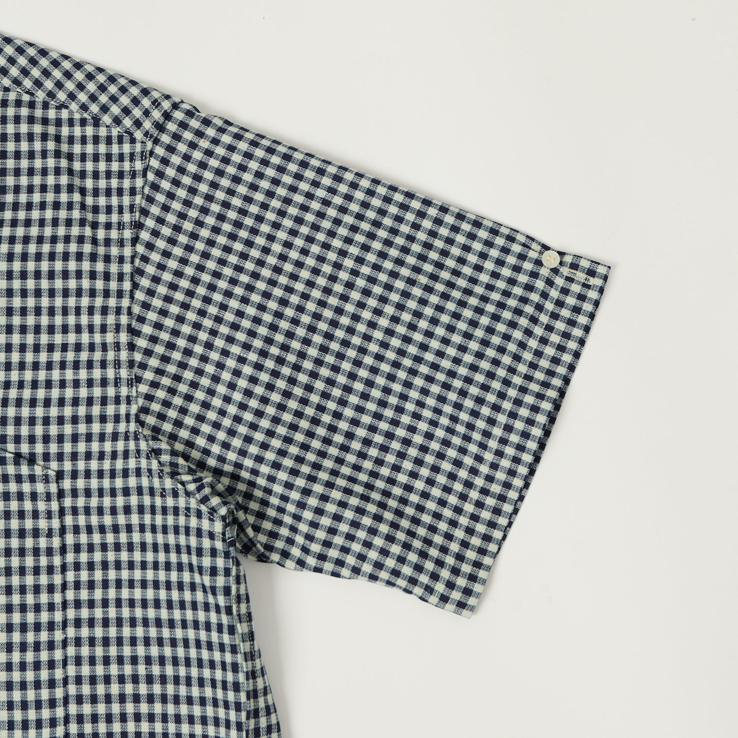 Warehouse & Co 3091 Duck Digger Open Collar Small Gingham Shirt - White/Navy