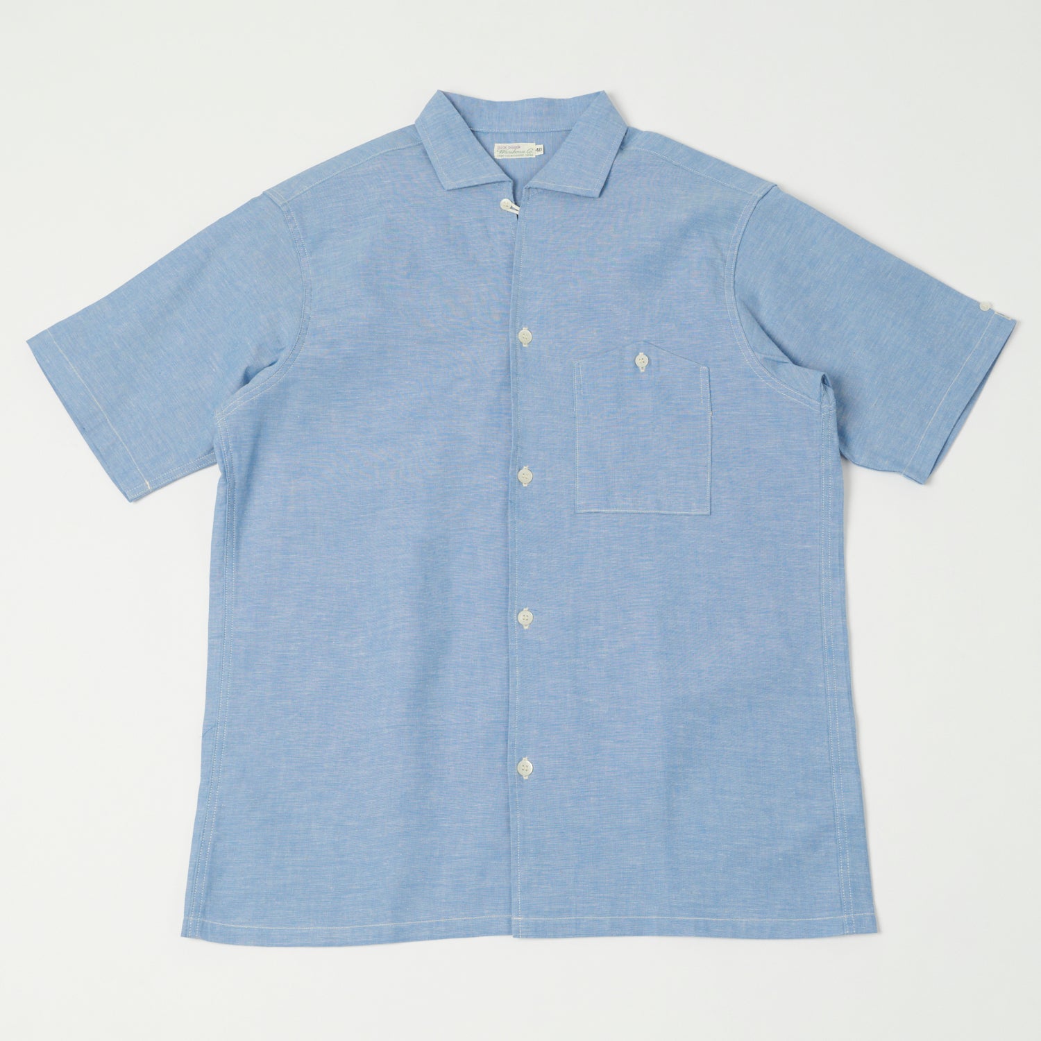 Warehouse & Co 3091 Duck Digger Open Collar Chambray Shirt - Sax