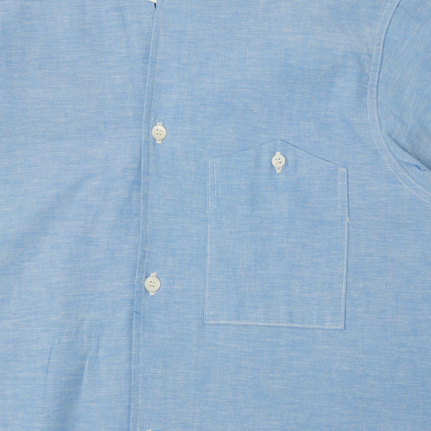 Warehouse & Co 3091 Duck Digger Open Collar Chambray Shirt - Sax