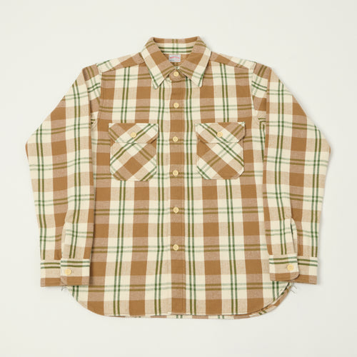 Warehouse & Co 3104 Plaid Flannel Shirt - Brown/Off White