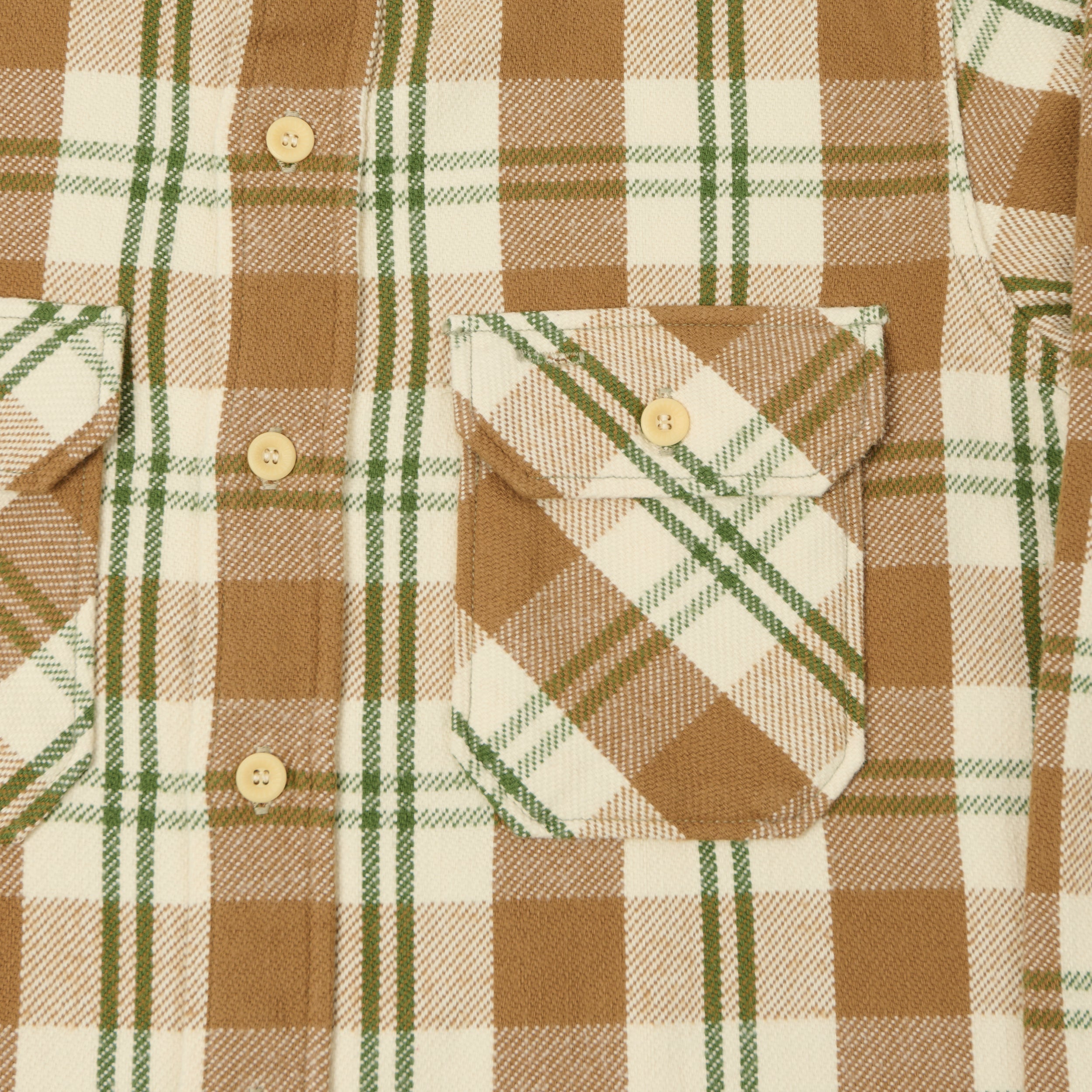 Warehouse & Co 3104 Plaid Flannel Shirt - Brown/Off White