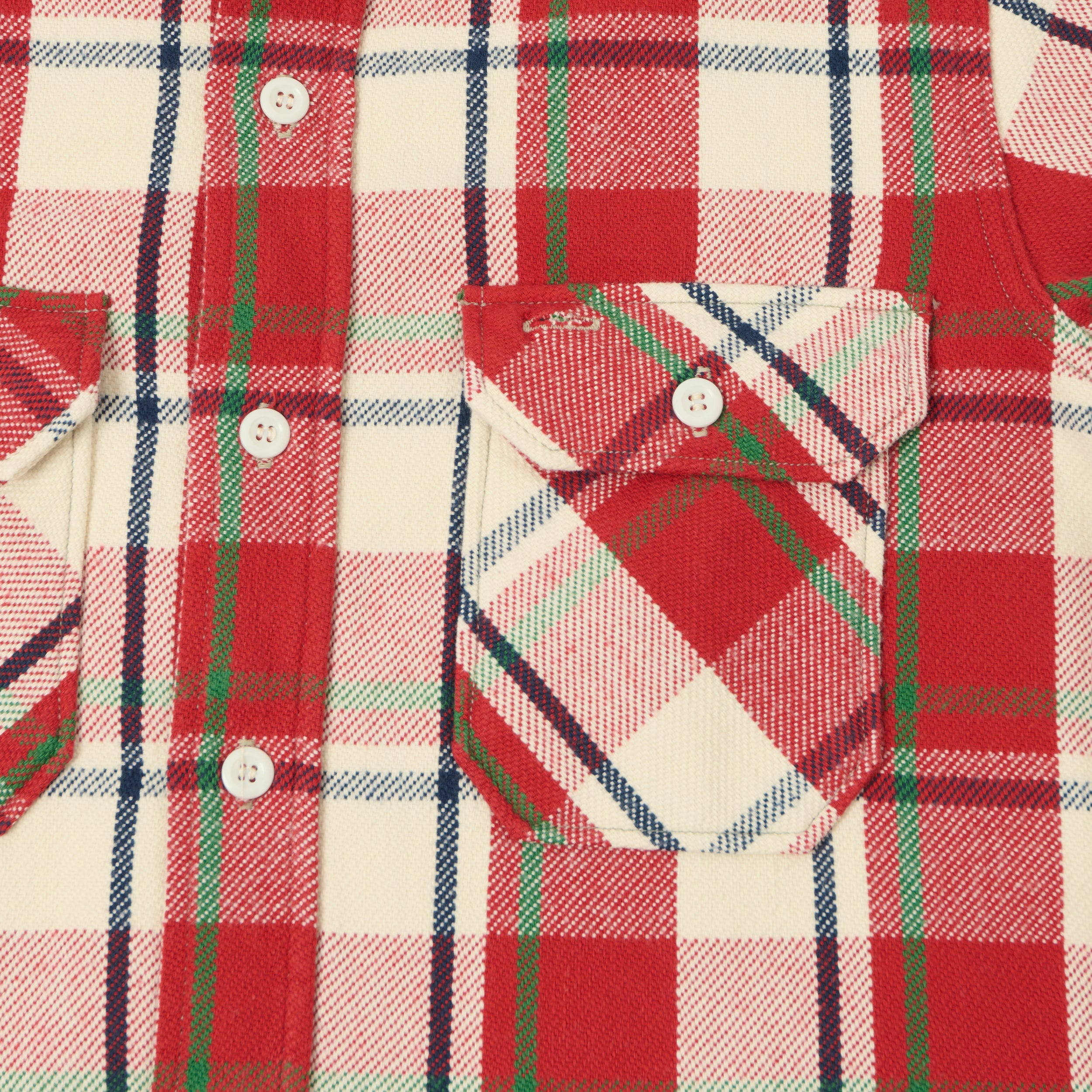 Warehouse & Co 3104 Plaid Flannel Shirt - Red/Off White