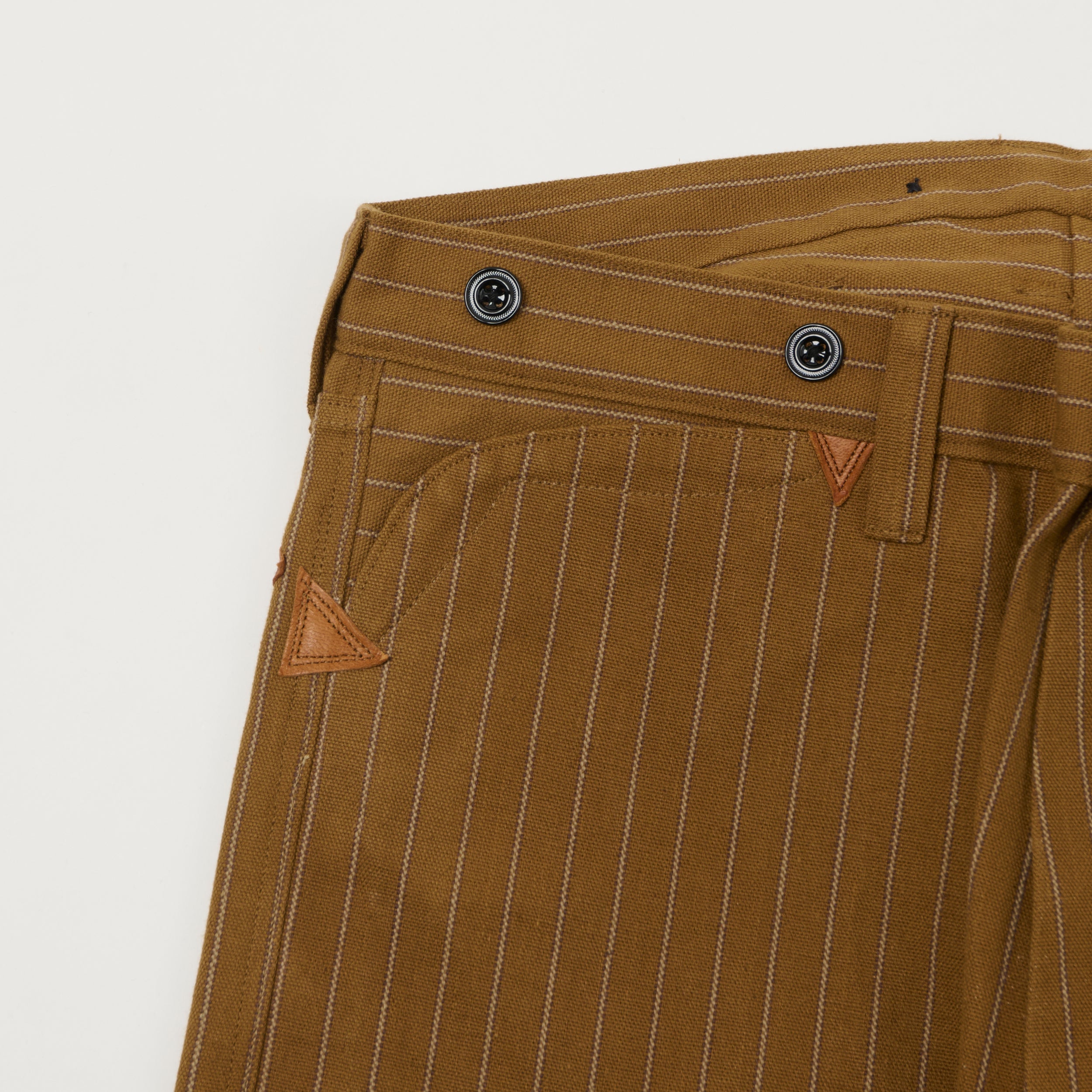 Warehouse & Co 1229 'Greenbaum' 1870s Heavy Leather Bound Trousers - Brown