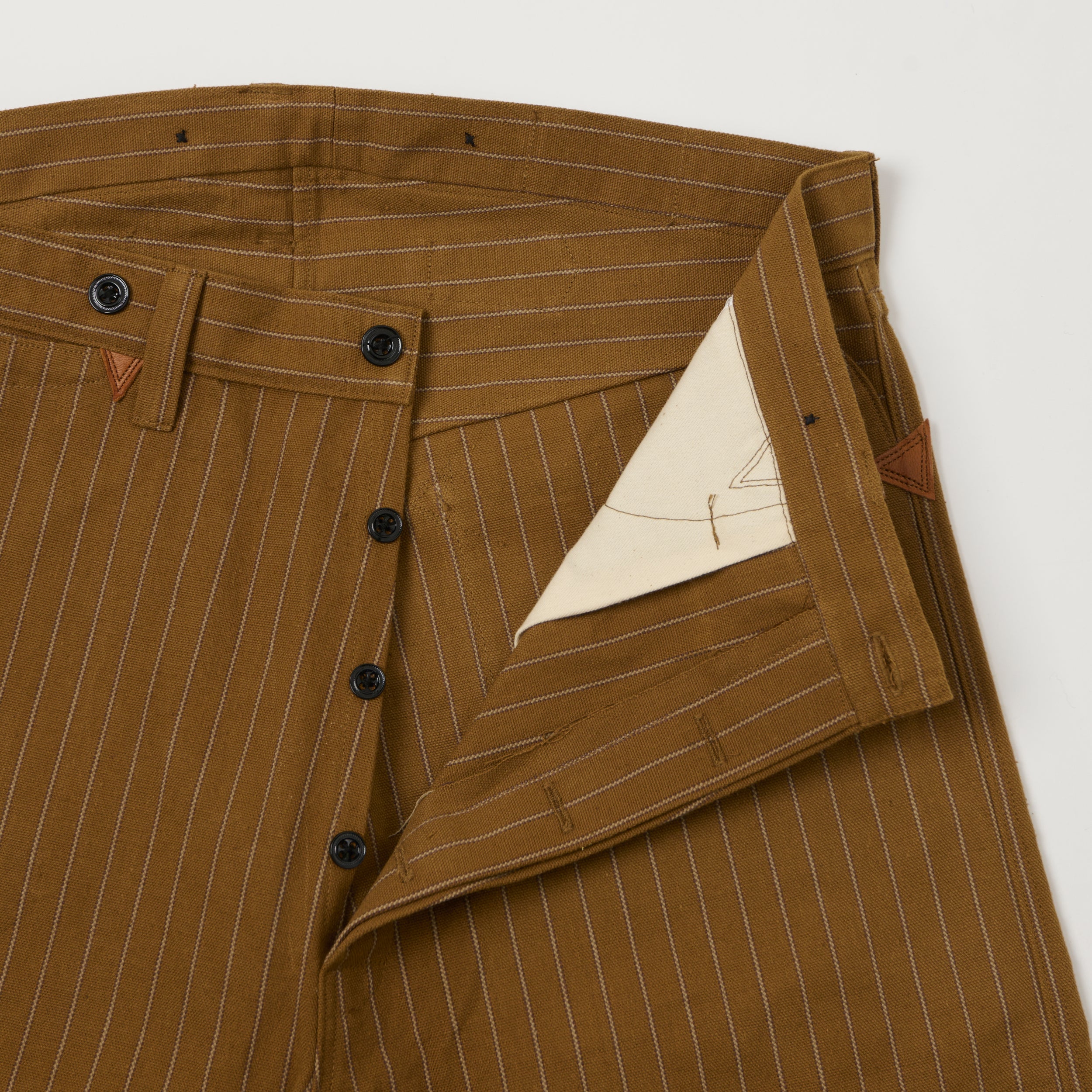 Warehouse & Co 1229 'Greenbaum' 1870s Heavy Leather Bound Trousers - Brown