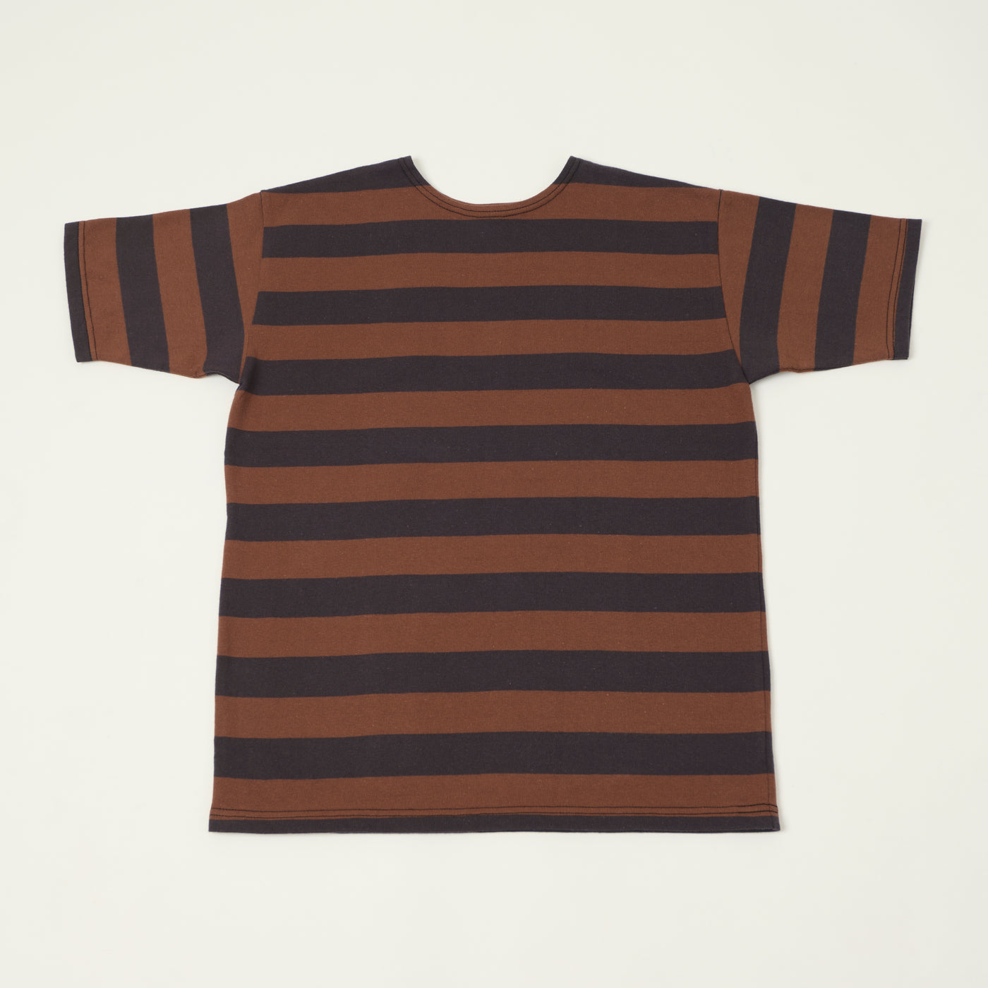 Warehouse 4050 Duck Digger Border Stripe T-Shirt - Black/Brown