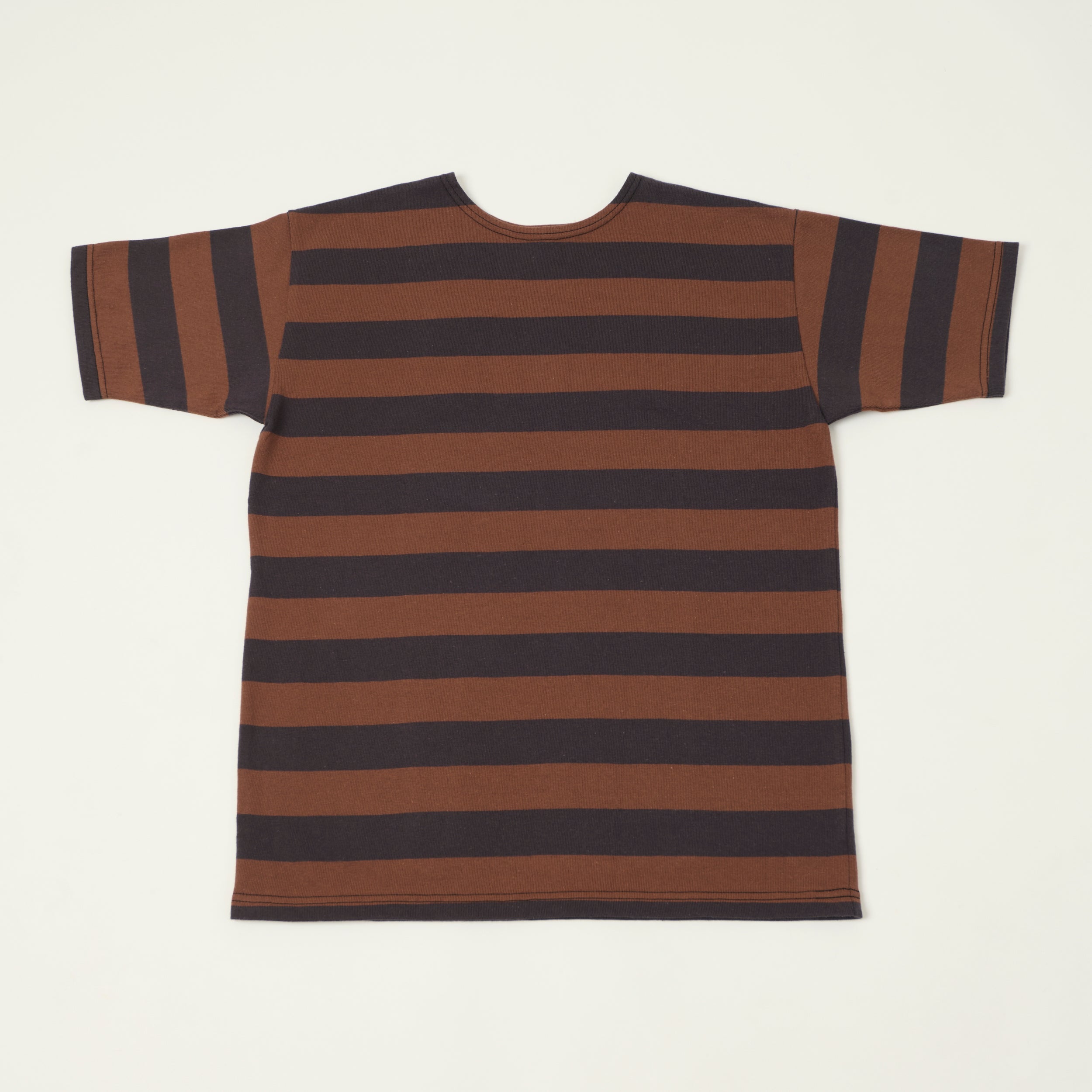 Warehouse 4050 Duck Digger Border Stripe T-Shirt - Black/Brown