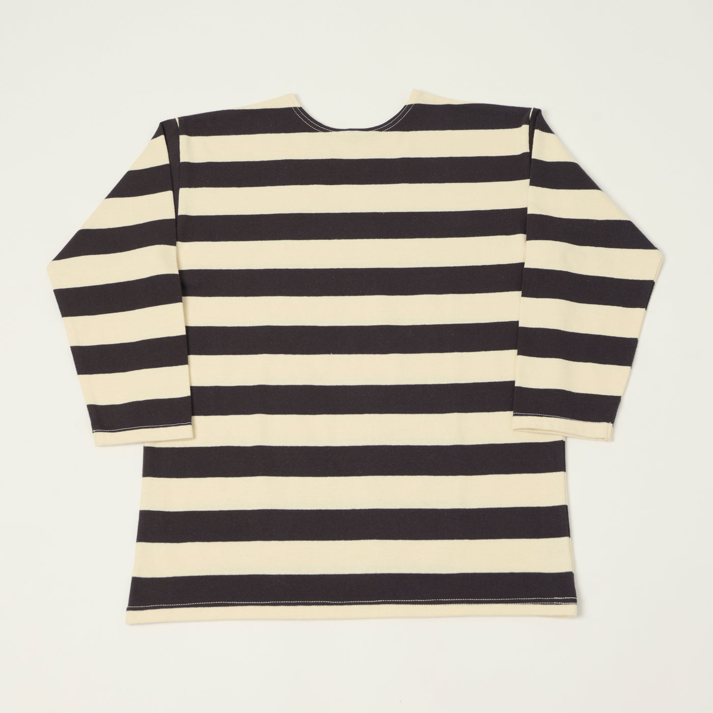 Warehouse & Co 4051 Duck Digger 3/4 Sleeve Border T-Shirt - Black/Natural