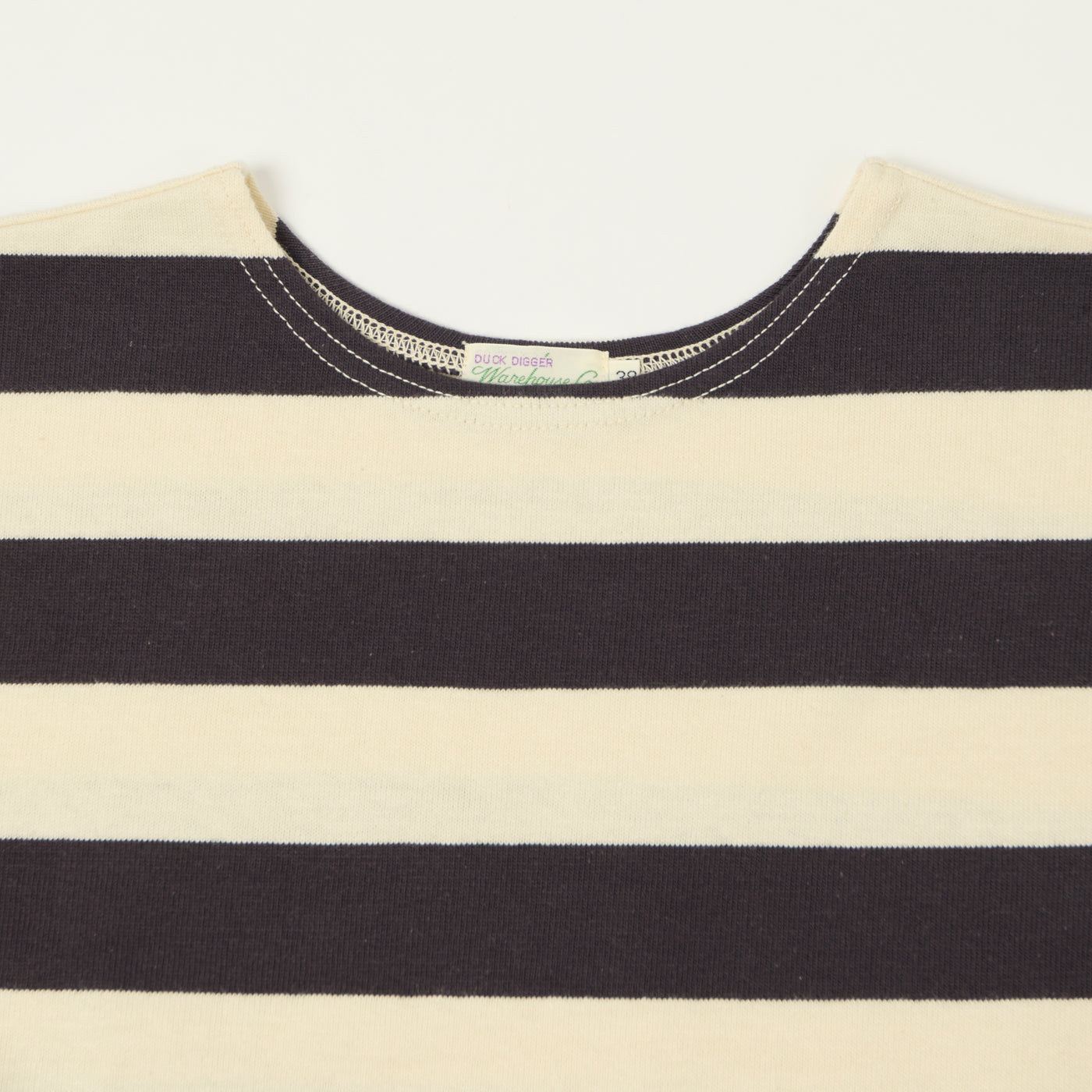 Warehouse & Co 4051 Duck Digger 3/4 Sleeve Border T-Shirt - Black/Natural