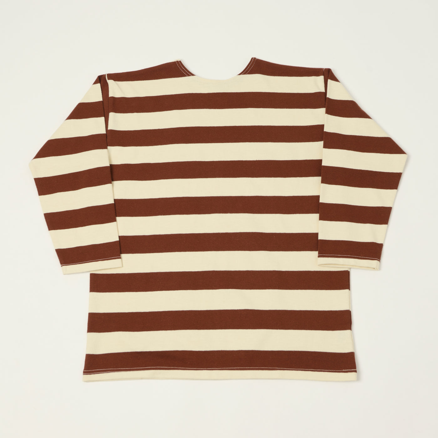 Warehouse & Co 4051 Duck Digger 3/4 Sleeve Border T-Shirt - Brown/Natural