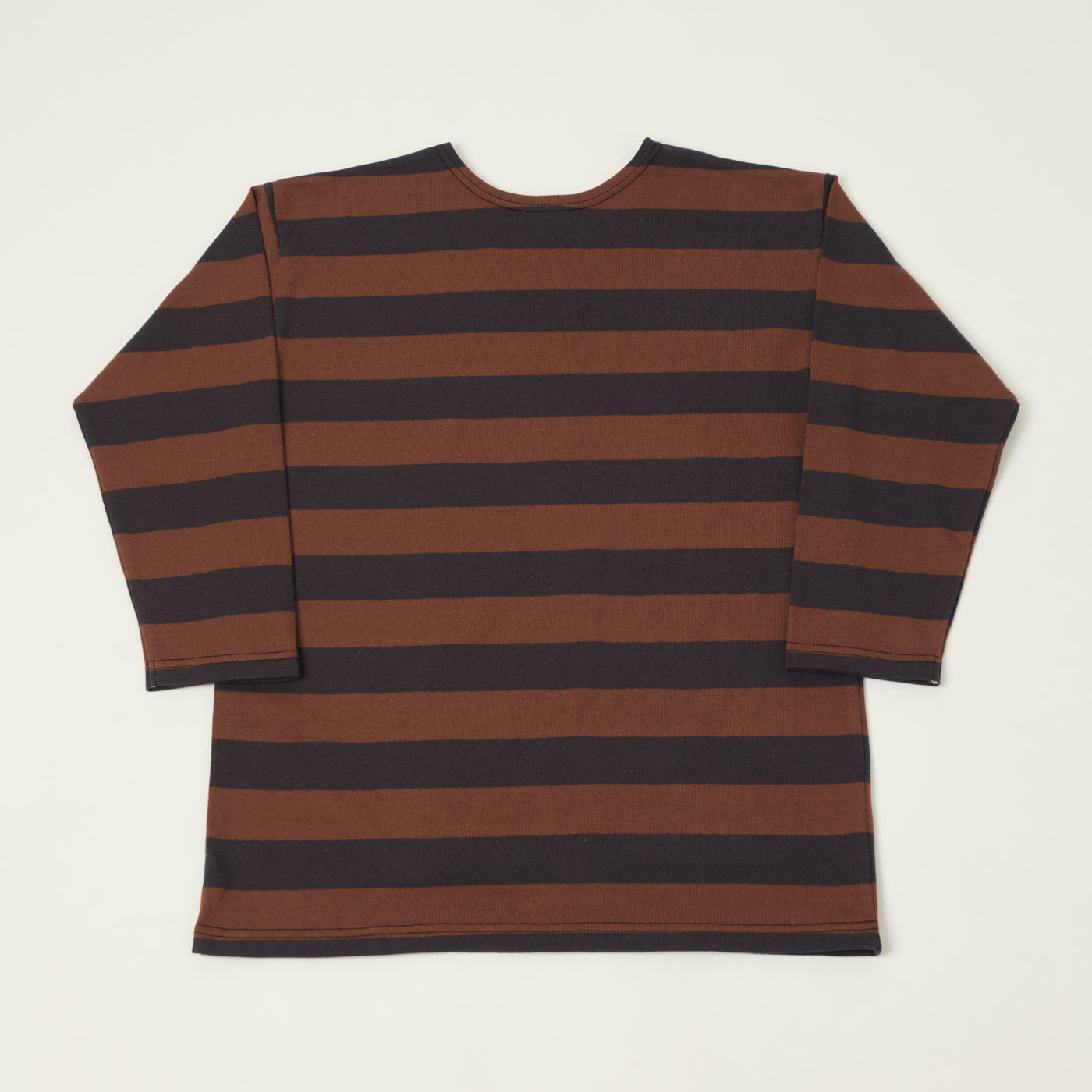 Warehouse & Co 4051 Duck Digger 3/4 Sleeve Border T-Shirt - Black/Brown