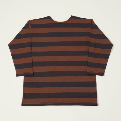 Warehouse & Co 4051 Duck Digger 3/4 Sleeve Border T-Shirt - Black/Brown