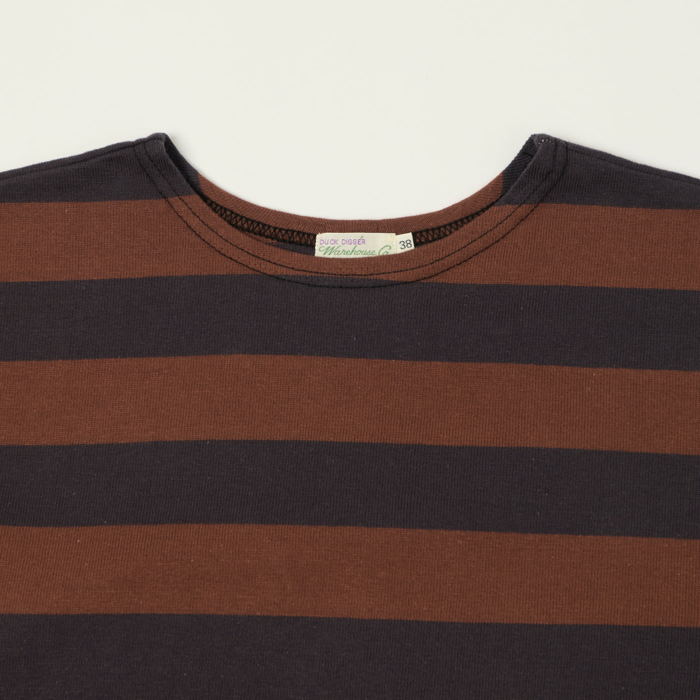 Warehouse & Co 4051 Duck Digger 3/4 Sleeve Border T-Shirt - Black/Brown