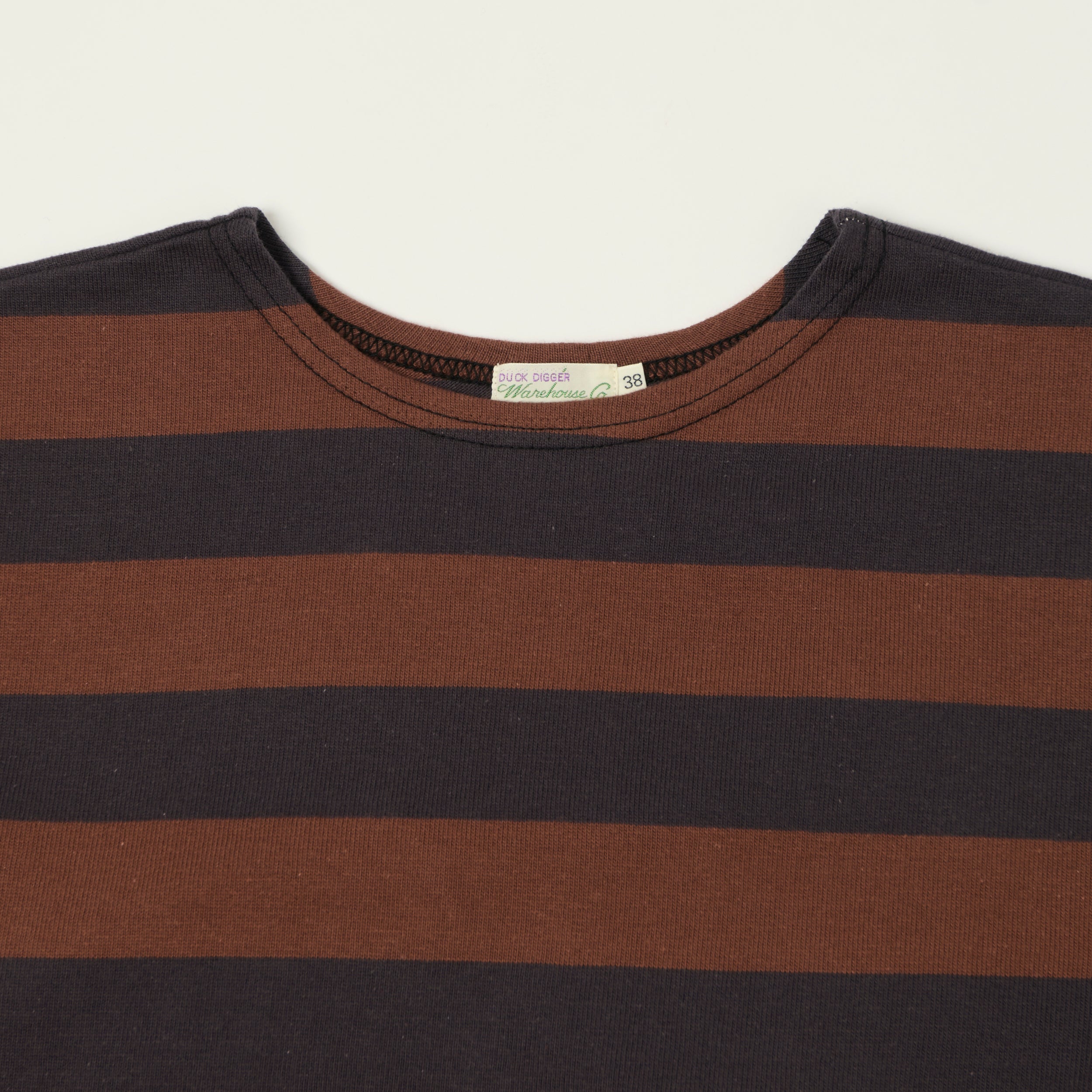Warehouse & Co 4051 Duck Digger 3/4 Sleeve Border T-Shirt - Black/Brown