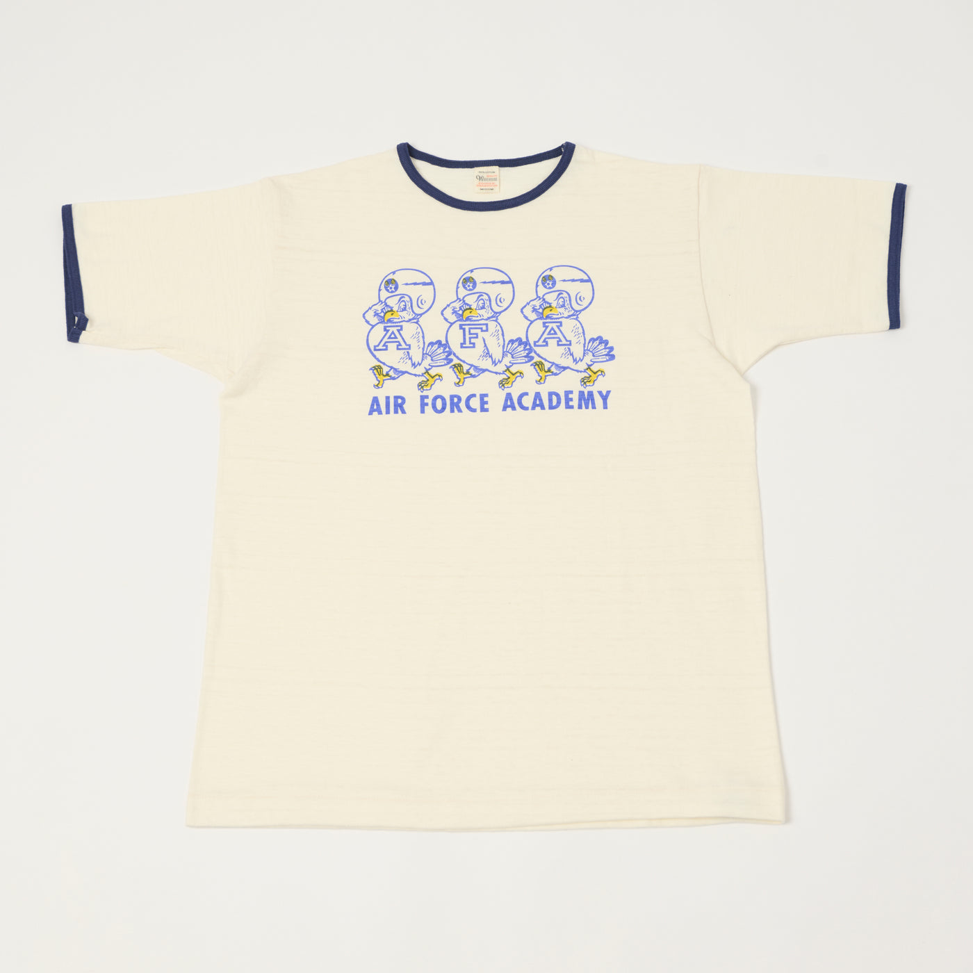 Warehouse & Co 4059 'Air Force Academy' Ringer T-Shirt - Cream/Navy