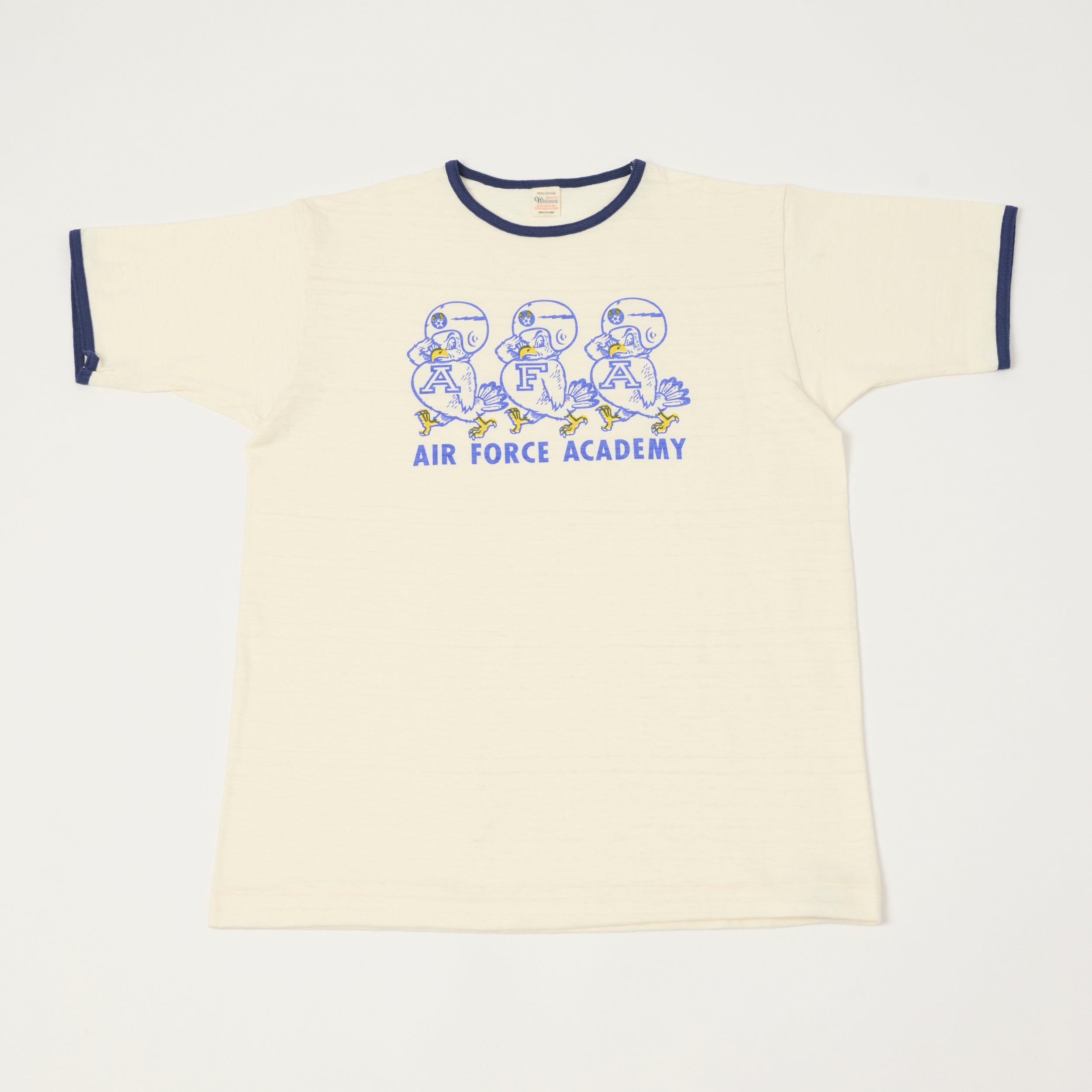 Warehouse & Co 4059 'Air Force Academy' Ringer T-Shirt - Cream/Navy