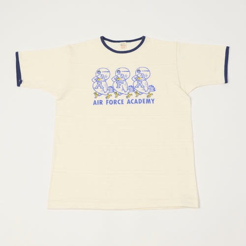 Warehouse & Co 4059 'Air Force Academy' Ringer T-Shirt - Cream/Navy