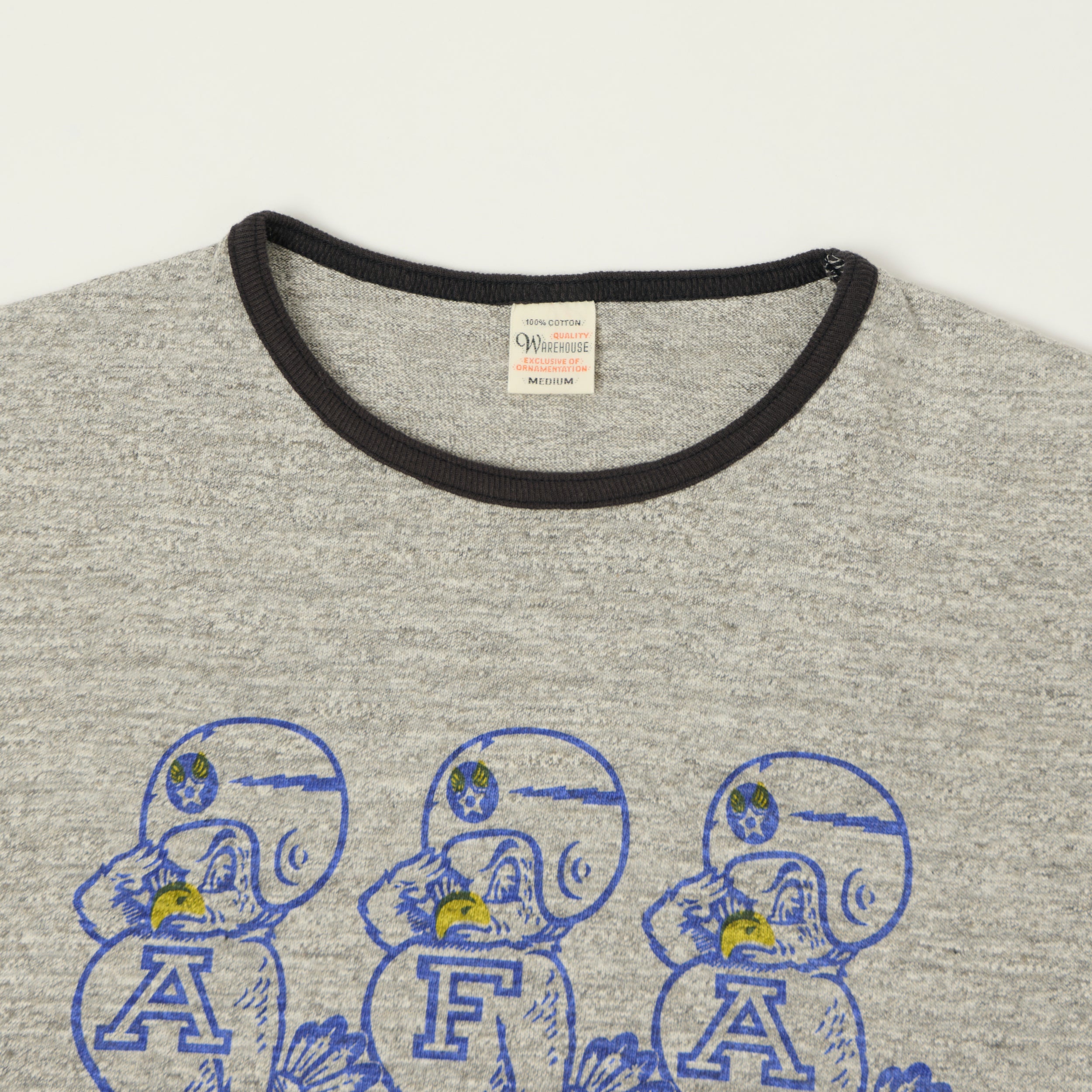 Warehouse & Co 4059 'Air Force Academy' Ringer T-Shirt - Heather Grey/Black