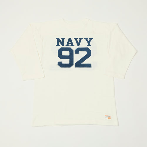 Warehouse & Co 4063 'Navy 92' 3/4 Sleeve Football T-Shirt - Off White