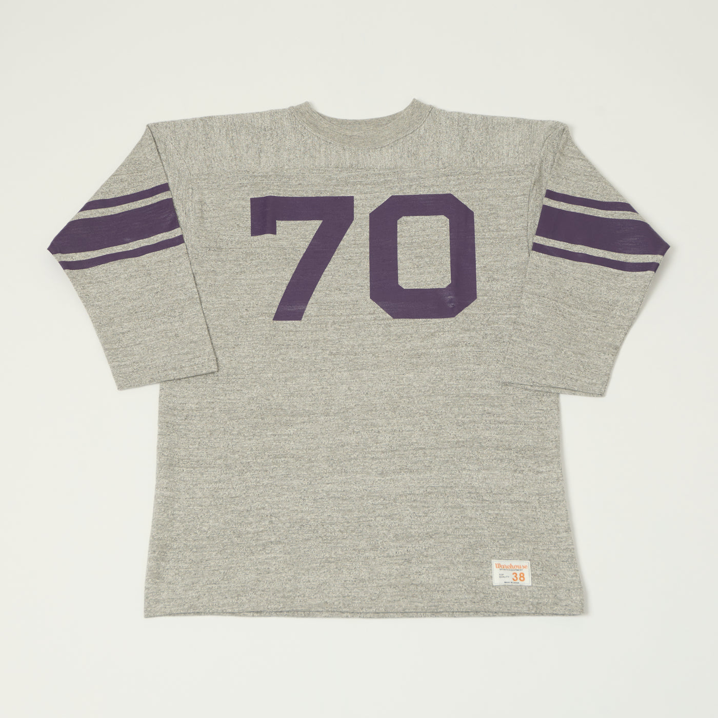 Warehouse & Co 4063 'No. 70' 3/4 Sleeve Football Tee - Heather Grey