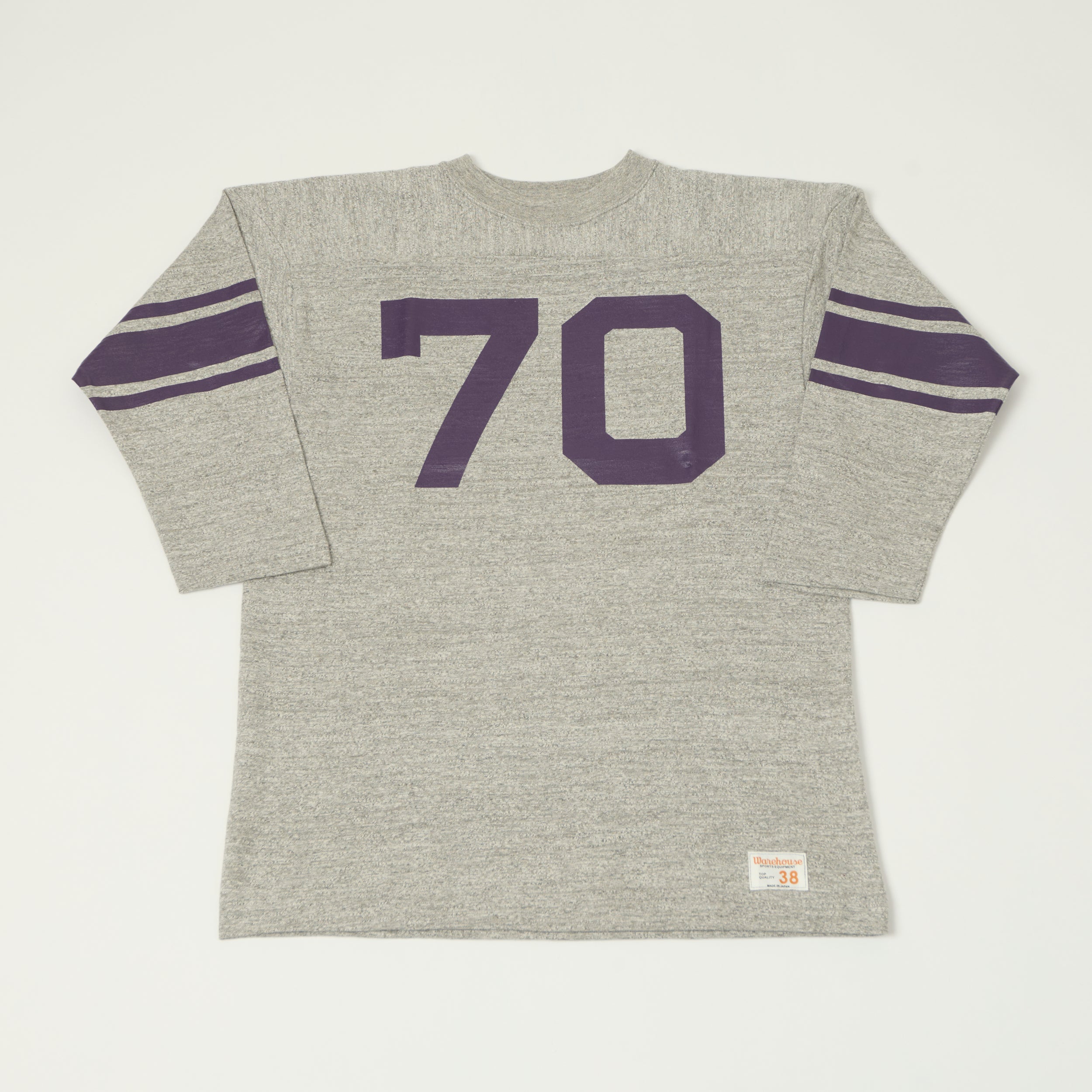 Warehouse & Co 4063 'No. 70' 3/4 Sleeve Football Tee - Heather Grey