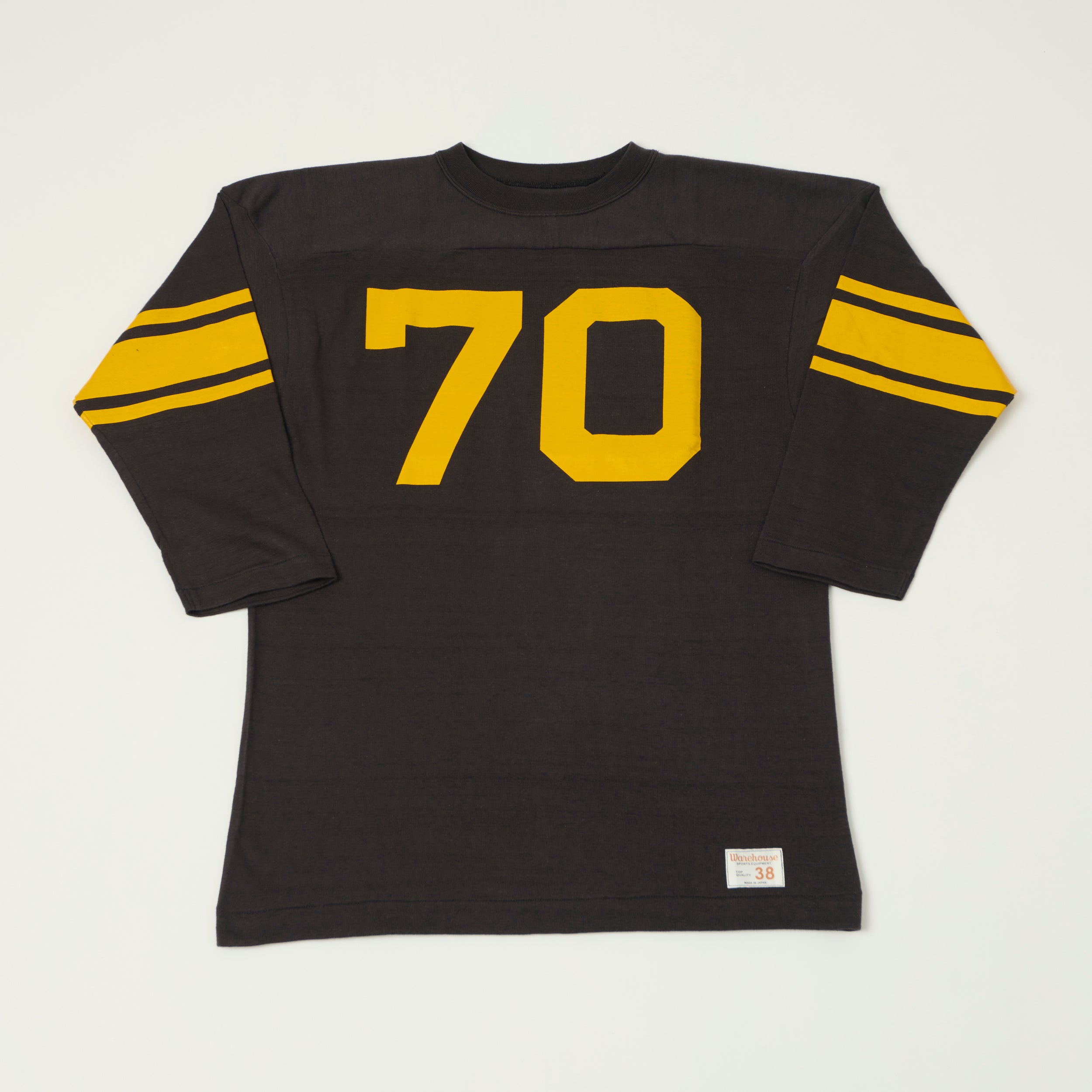 Warehouse & Co 4063 'No. 70' 3/4 Sleeve Football Tee - Black