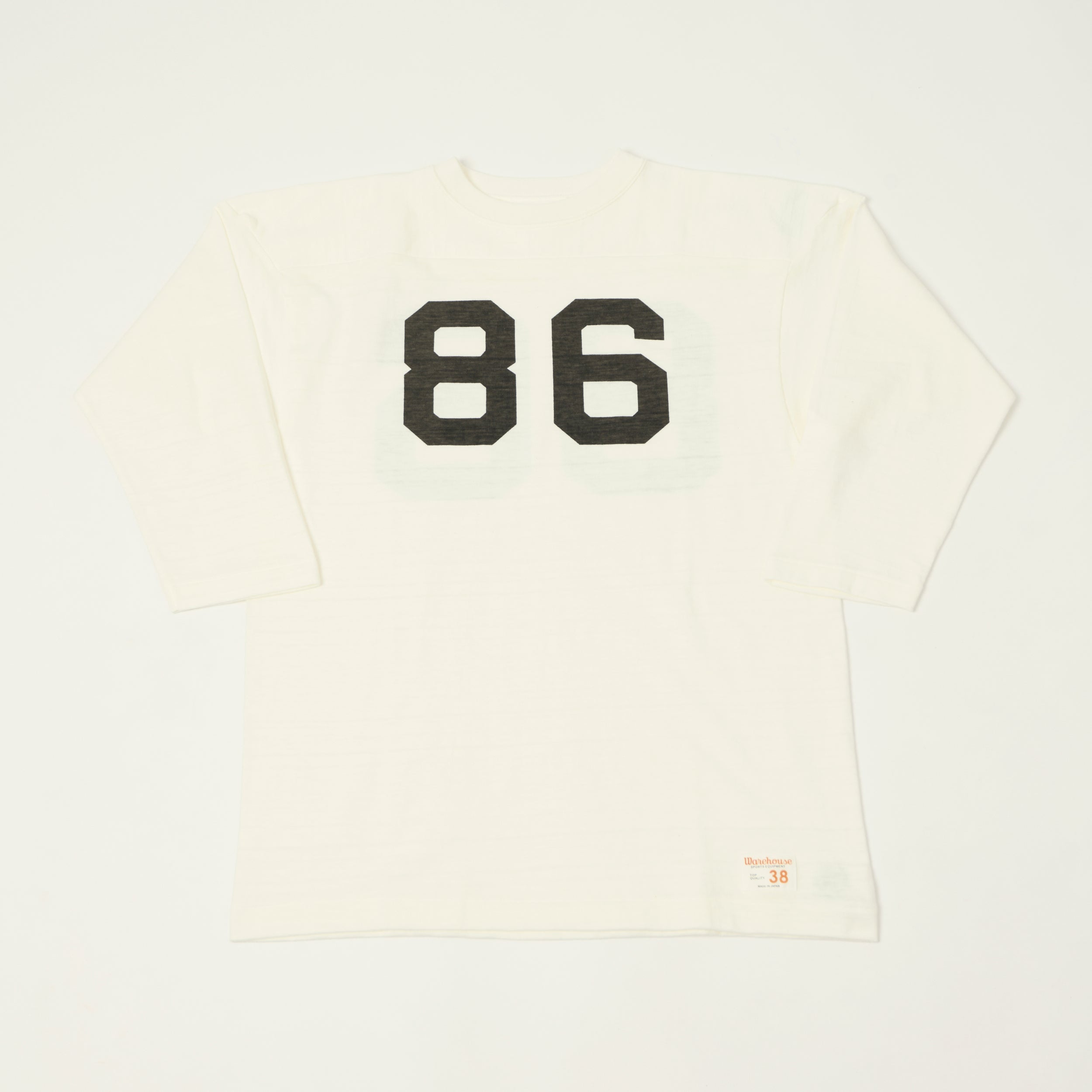 Warehouse & Co 4063 'No. 86' 3/4 Sleeve Football Tee - Off White