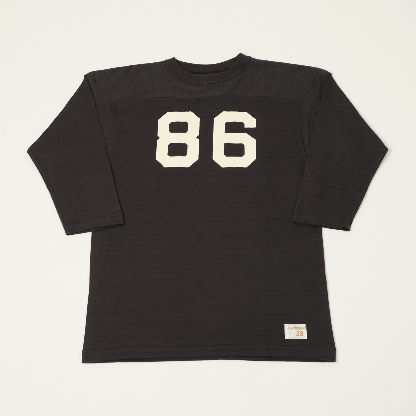 Warehouse & Co 4063 'No. 86' 3/4 Sleeve Football Tee - Black