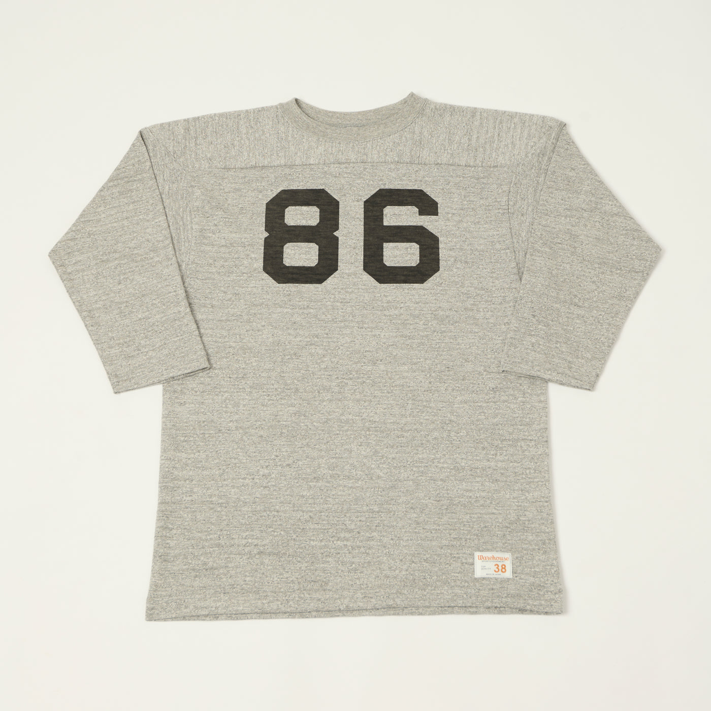 Warehouse & Co 4063 'No. 86' 3/4 Sleeve Football Tee - Heather Grey