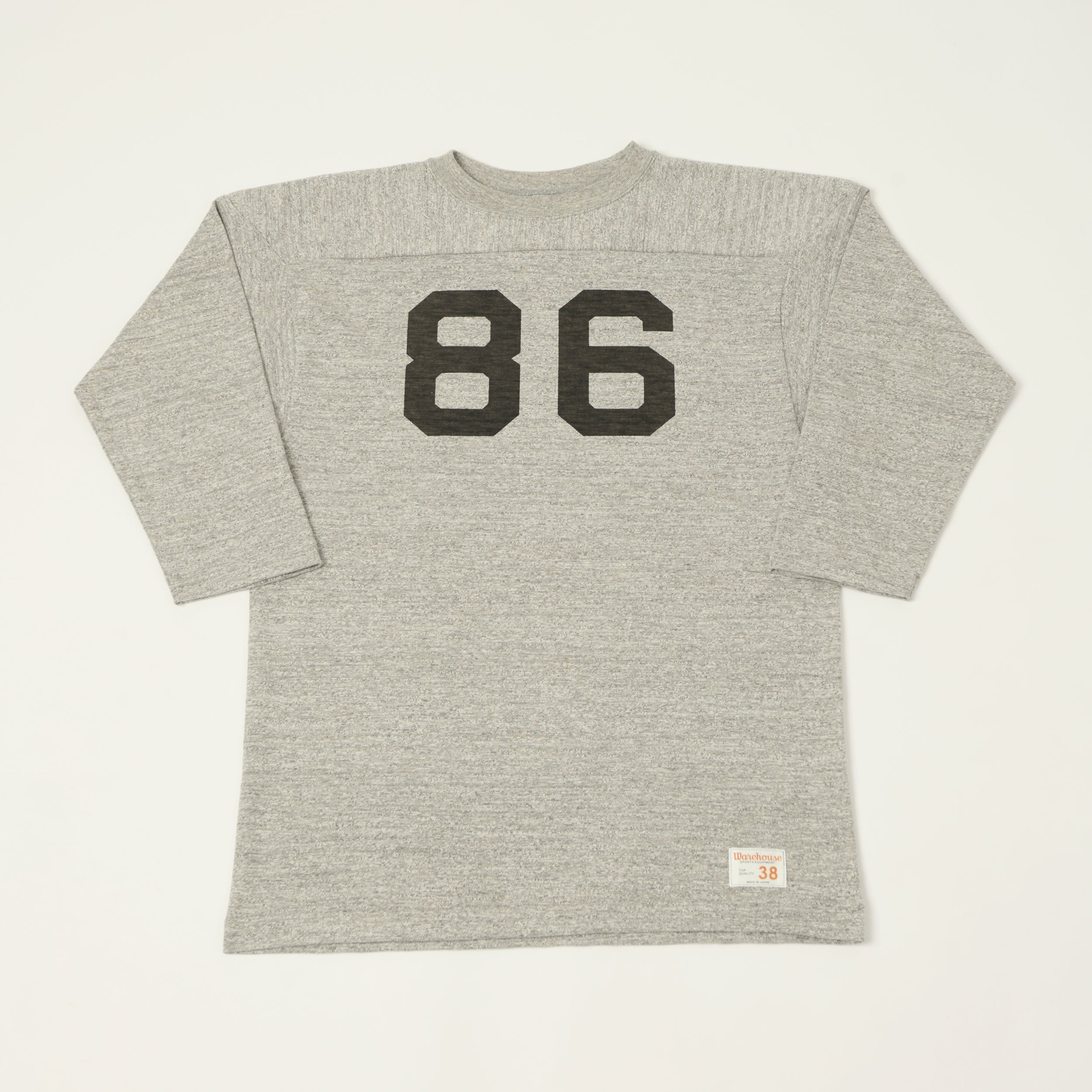 Warehouse & Co 4063 'No. 86' 3/4 Sleeve Football Tee - Heather Grey