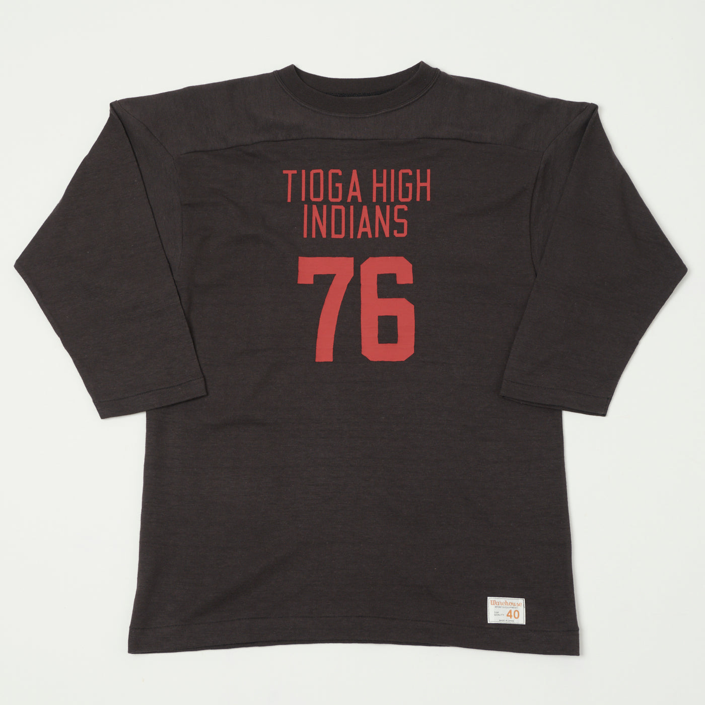 Warehouse & Co 4063 'Tioga High' 3/4 Sleeve Football T-Shirt - Black