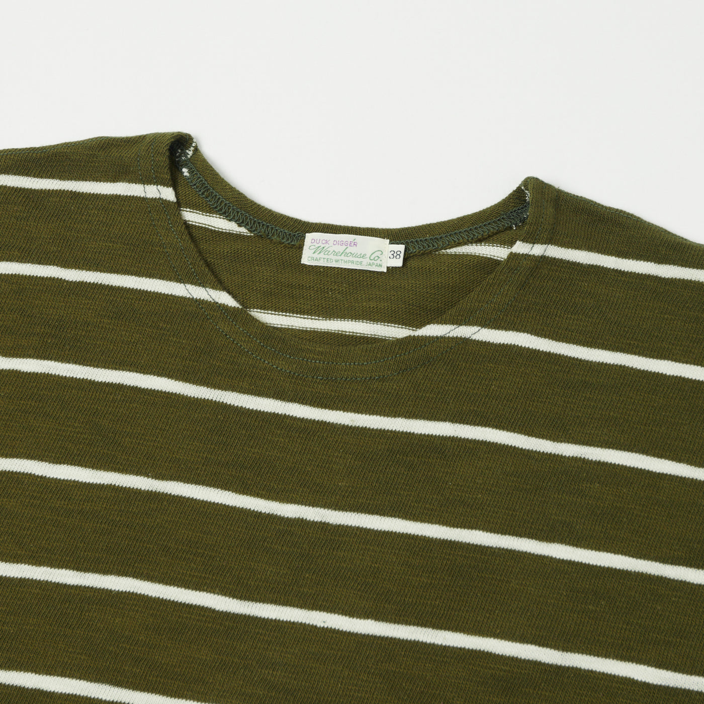 Warehouse & Co 4087 Duck Digger Stripe T-Shirt - Green/Off White